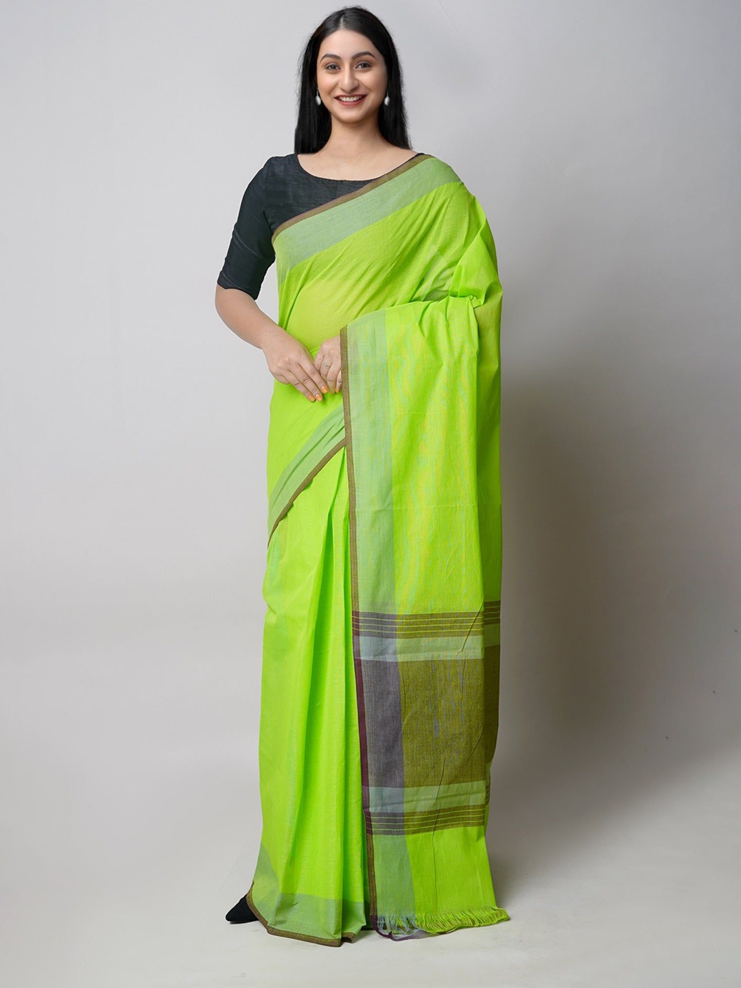 

Unnati Silks Pure Cotton Handloom Mangalagiri Saree, Green