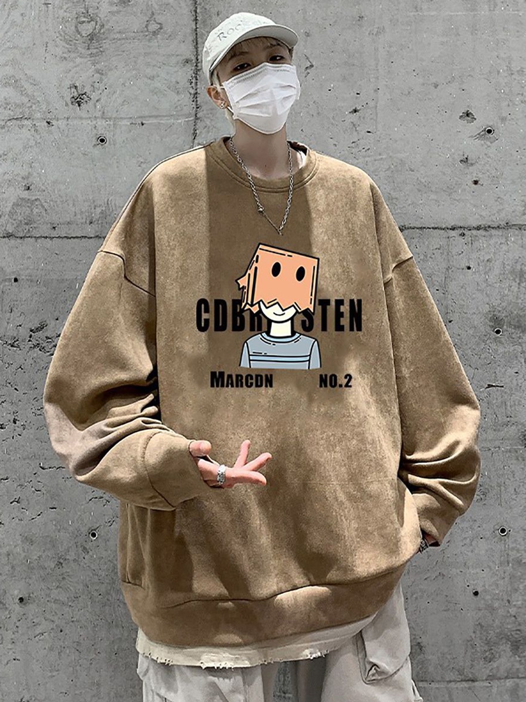 

StyleCast x Revolte Men Graphic Printed Pullover Sweatshirt, Khaki