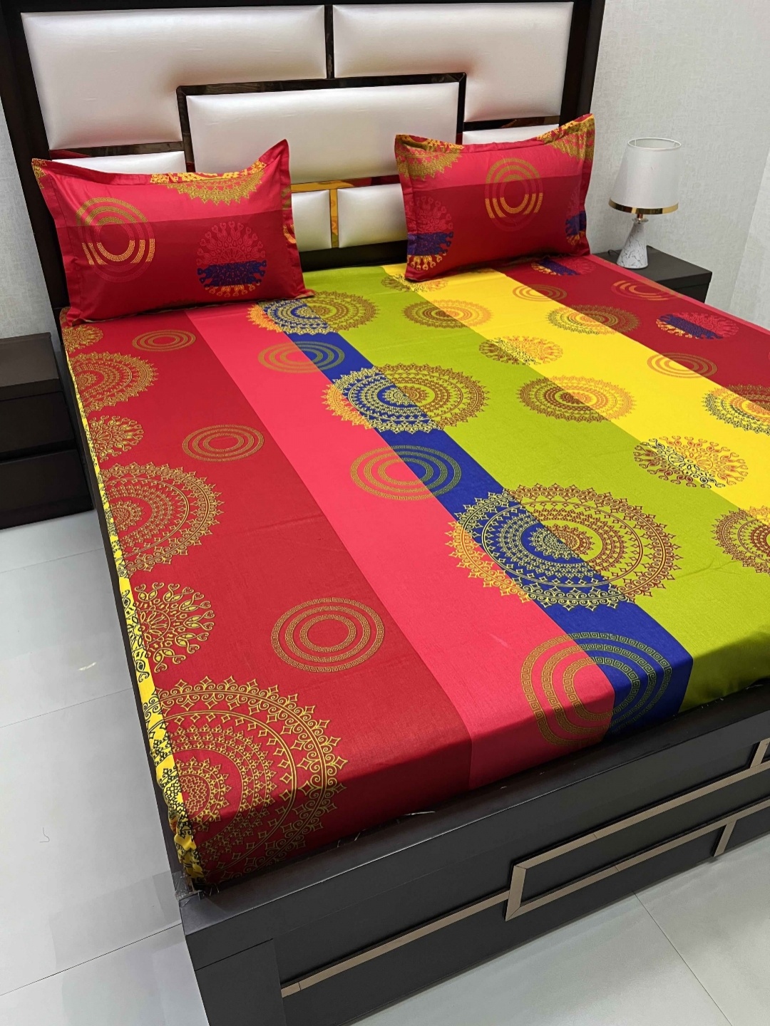 

Pure Decor Passion Fur Green & Blue Ethnic Motifs Cotton 220 TC Queen Bedsheet Set