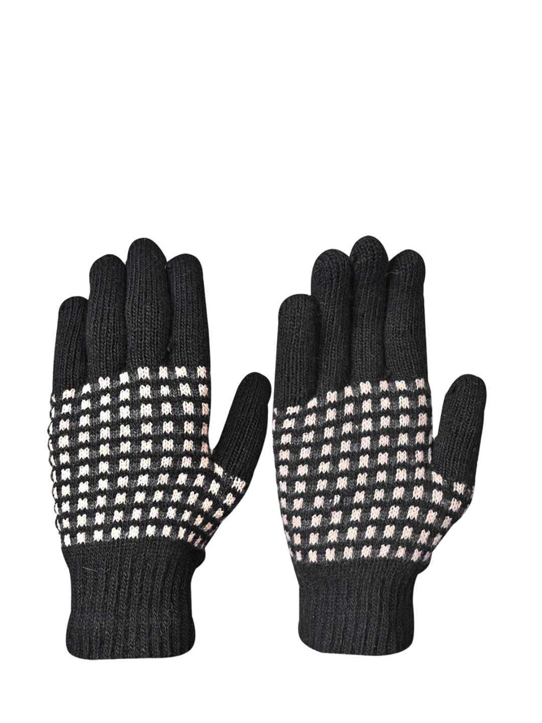 

LOOM LEGACY Men Checked Acrylic Winter Gloves, Black