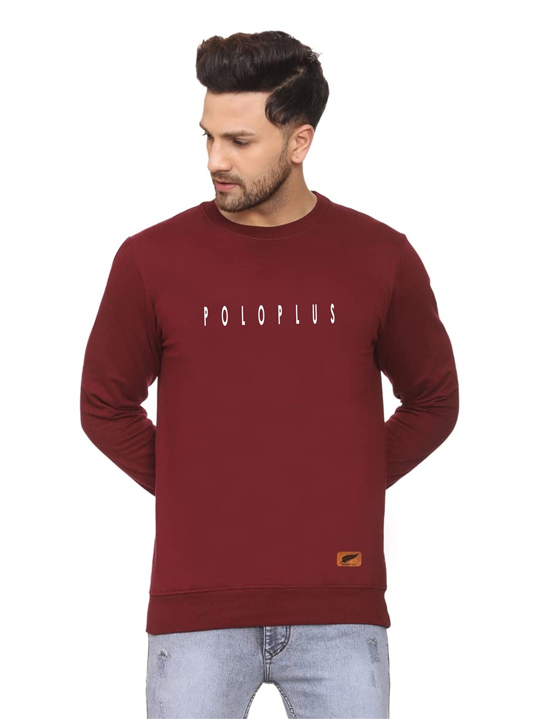 

Polo Plus Men Alphanumeric Printed Round Neck Sweatshirt, Maroon