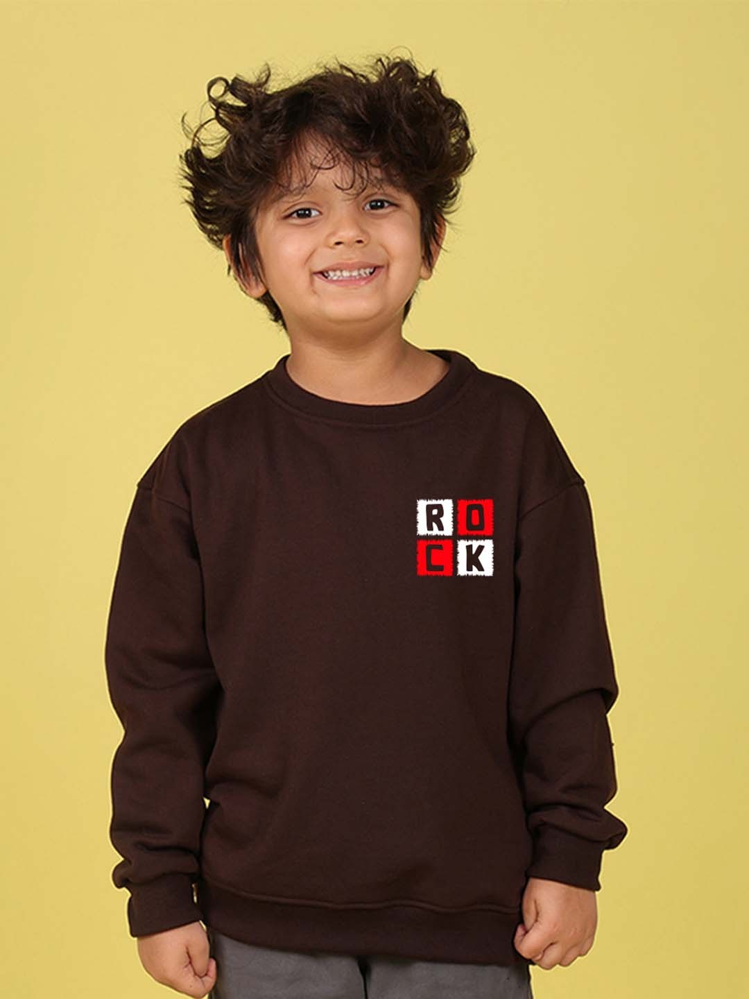 

NUSYL Boys Printed Oversized Sweatshirt, Brown