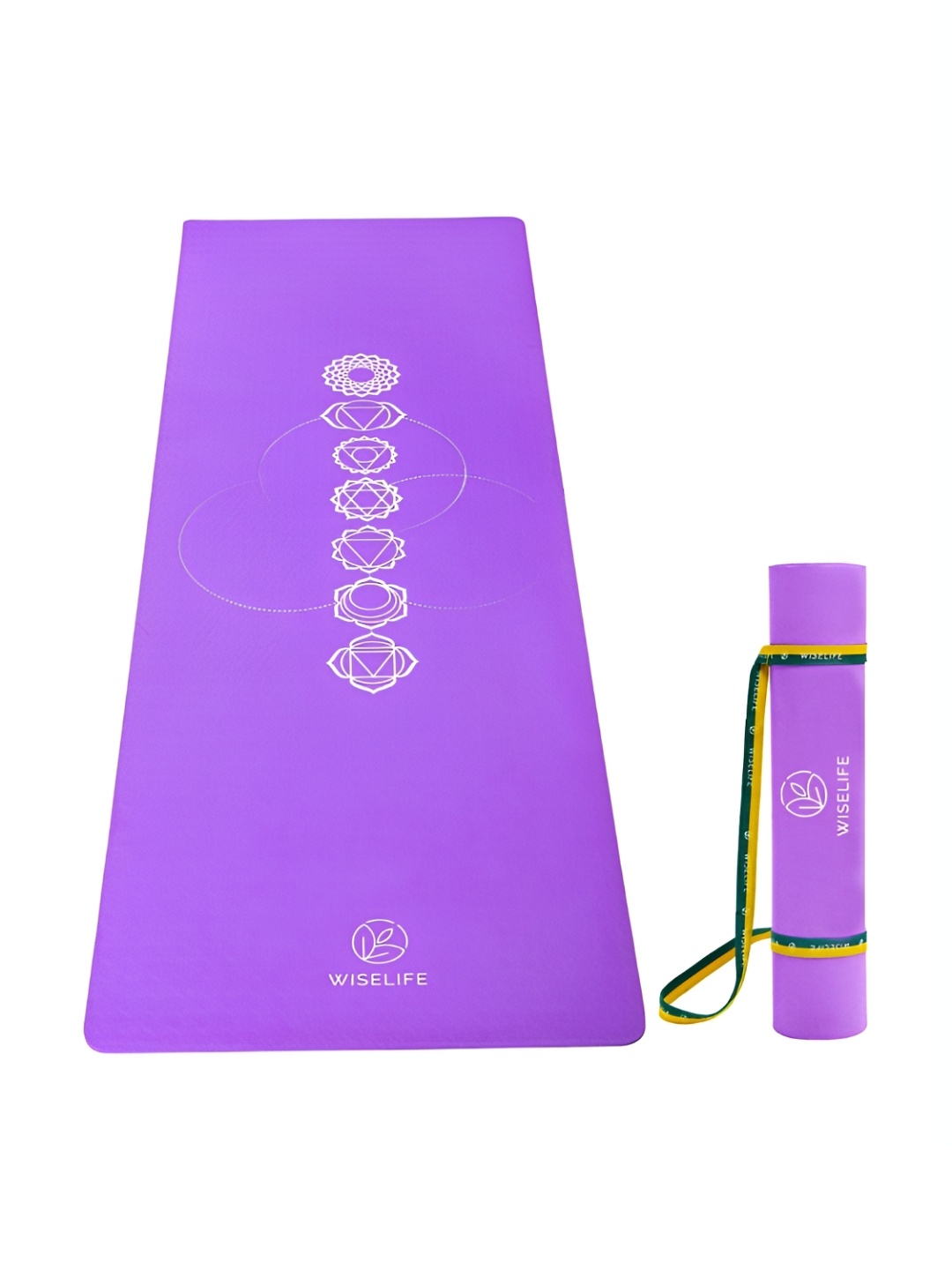 

WiseLife Purple Chakra Printed Rectangular Anti-Skid Yoga Mat With Strap