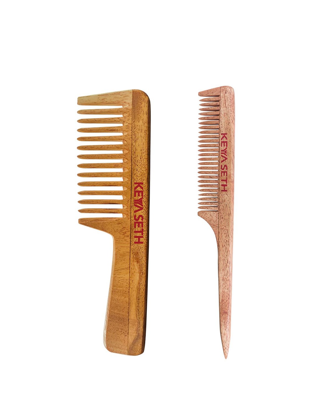 

KEYA SETH Set Of 2 Neem Wooden Comb, Brown