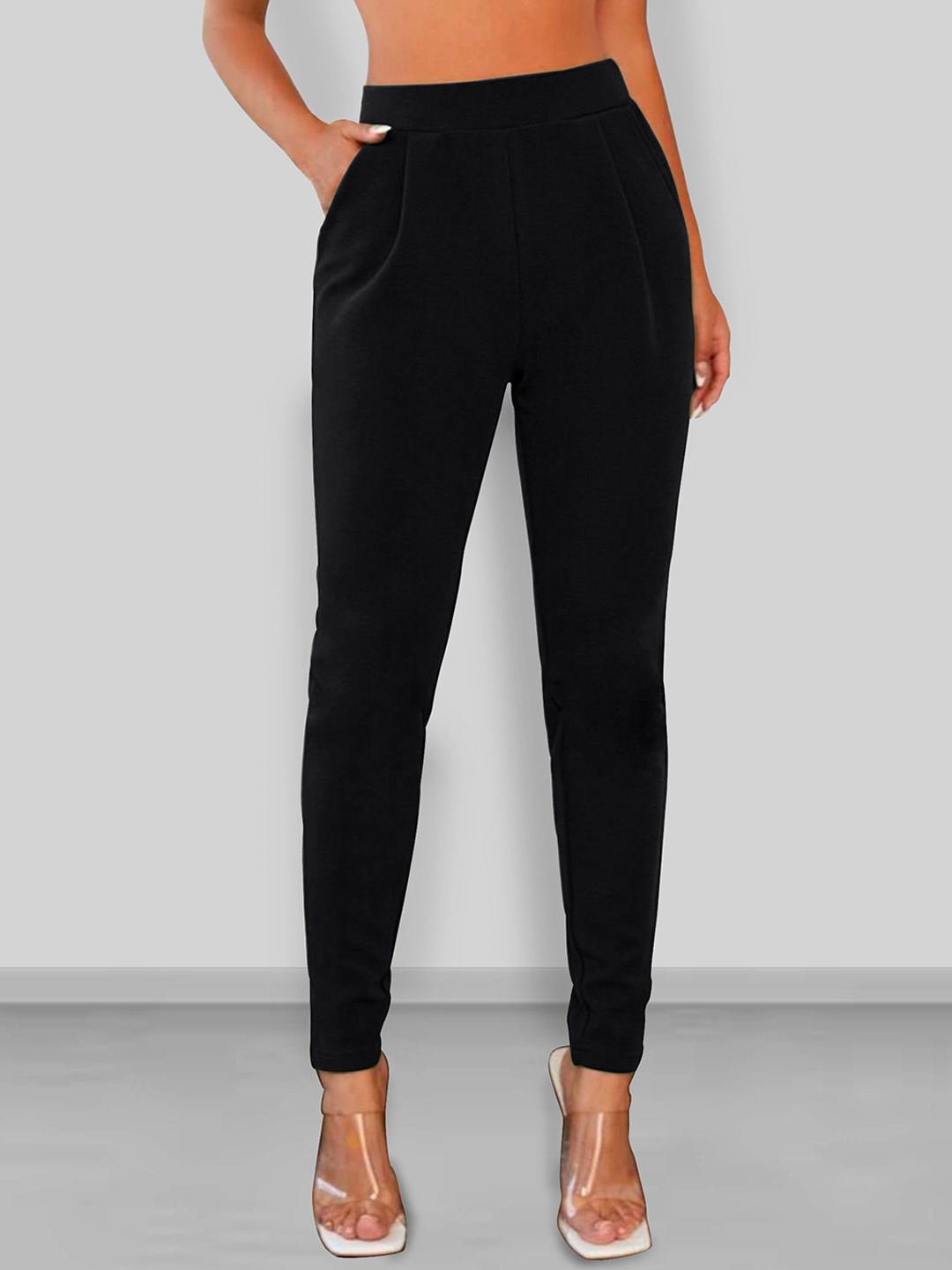 

Dream Beauty Fashion Women Mid-Rise Slim Fit Trousers, Black