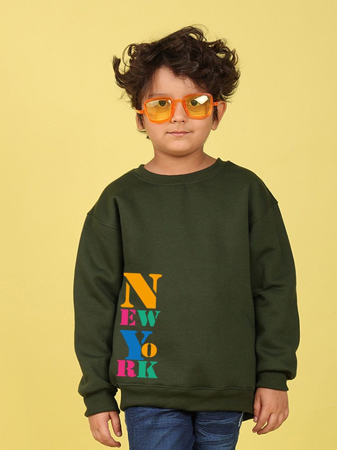 

NUSYL Boys Printed Oversized Sweatshirt, Olive