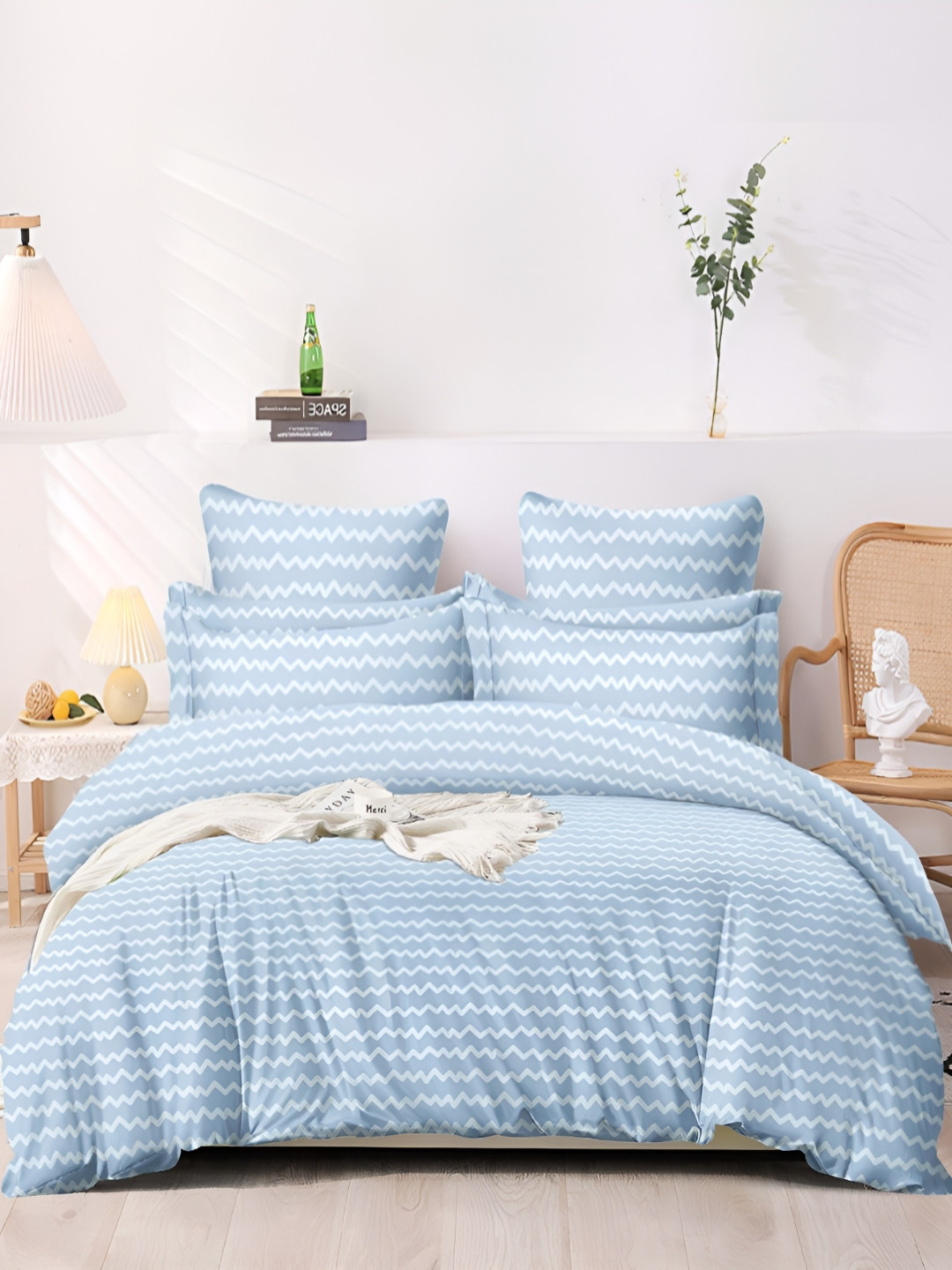 

MORADO Blue & White Striped Single Duvet Cover
