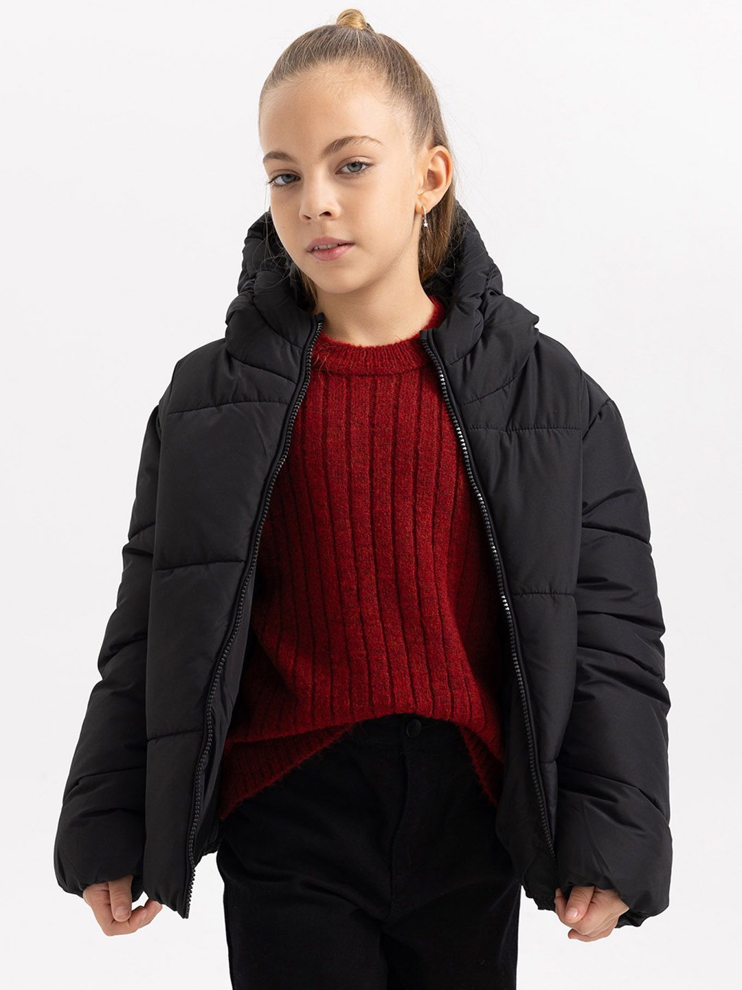 

DeFacto Girls Camouflage Padded Jacket with Patchwork, Na