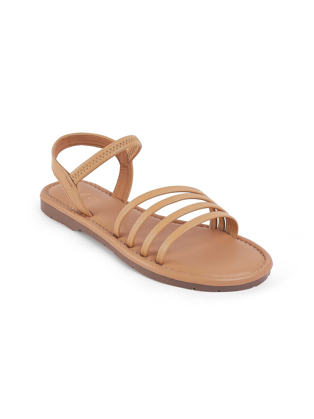 

Tresmode Women Leather Open Toe Flats, Beige