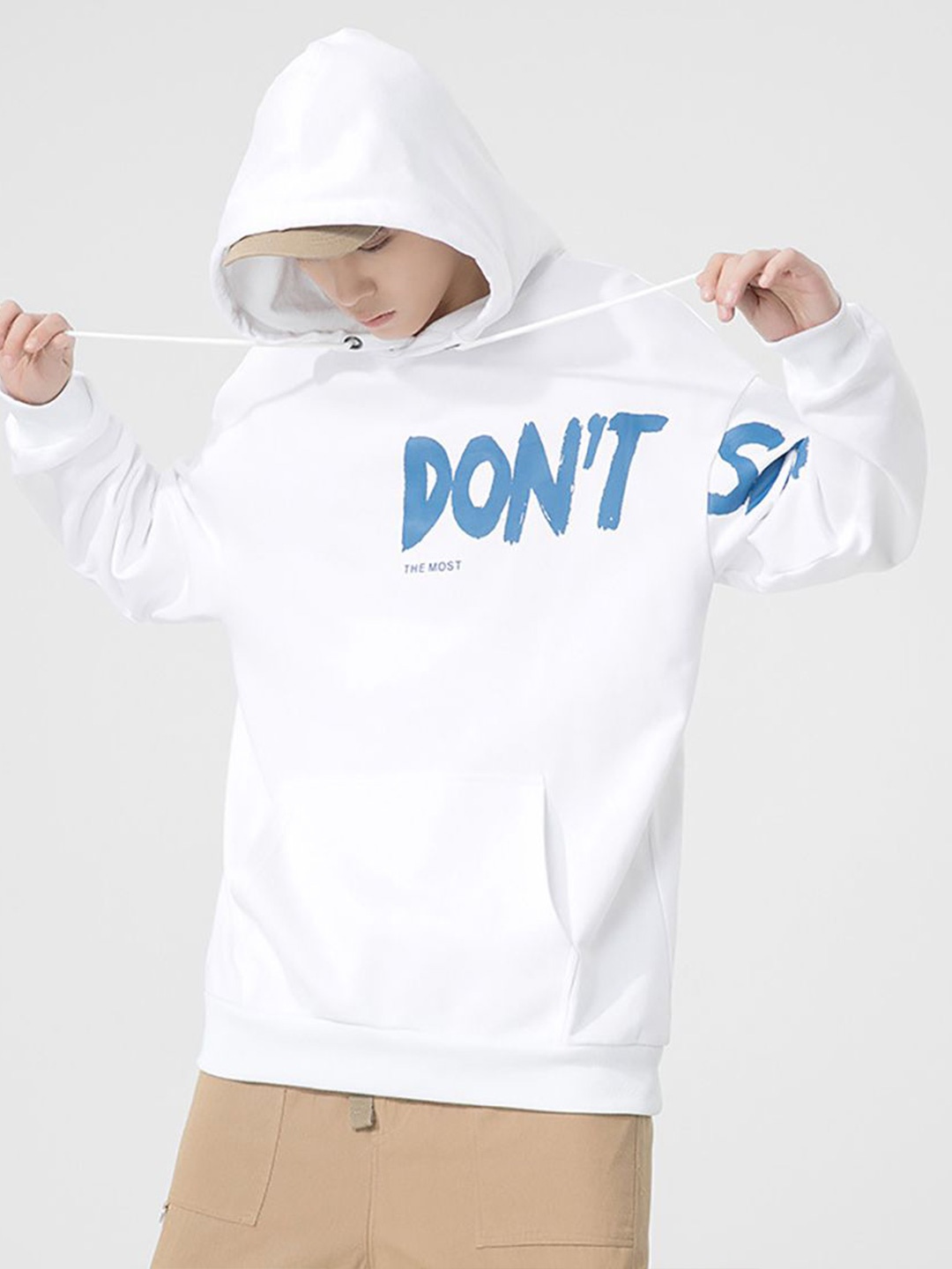 

StyleCast x Revolte Men Typography Print Hooded Sweatshirt, White