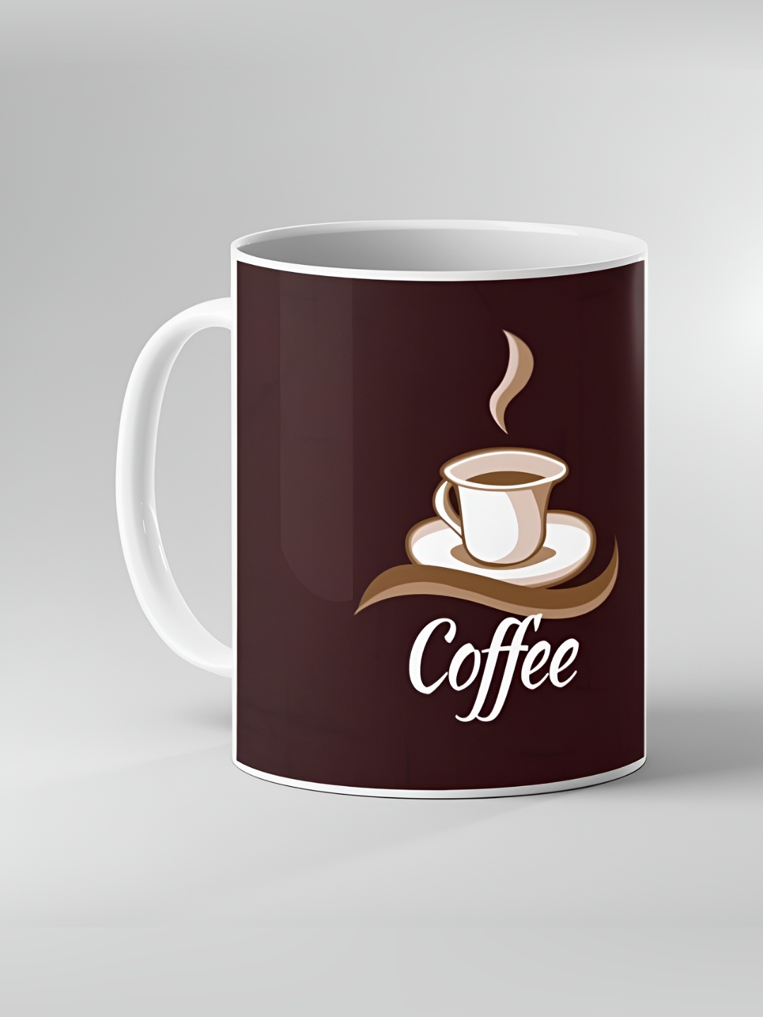 

Keviv White & Brown Text or Slogans Printed Ceramic Glossy Mug 325 ml