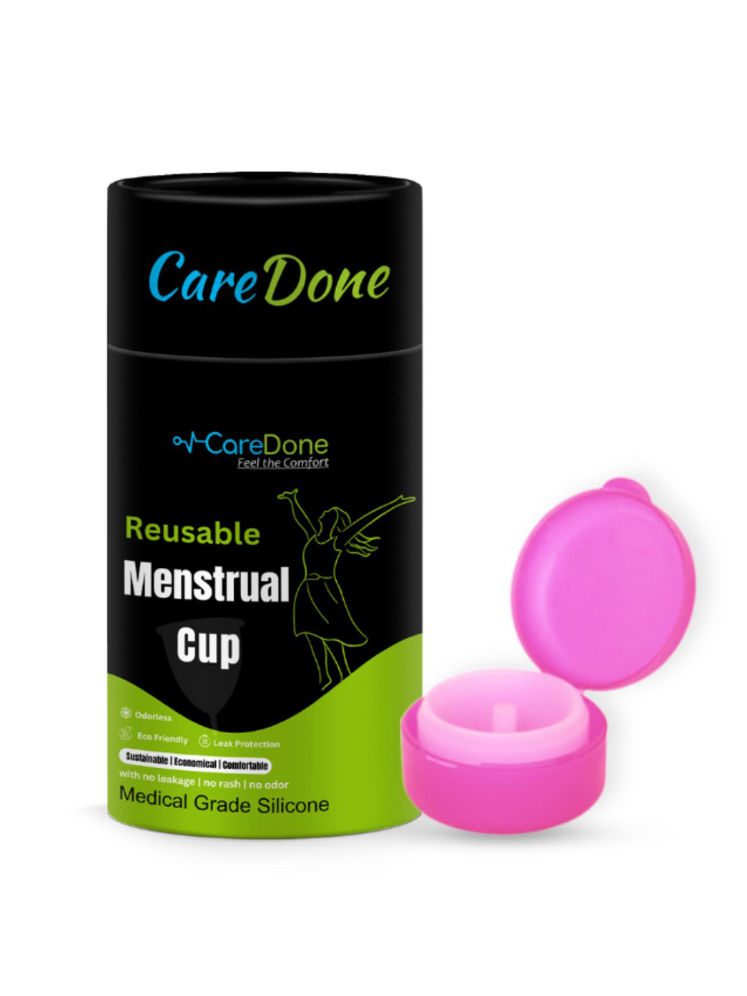

CareDone Reusable & Leakproof Folding Menstrual Cup, Pink