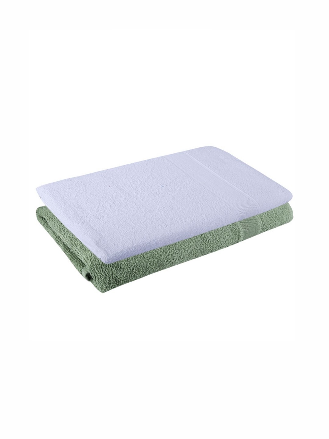 

Dollar White & Green 2 Pieces Cotton 400 GSM Bath Towel
