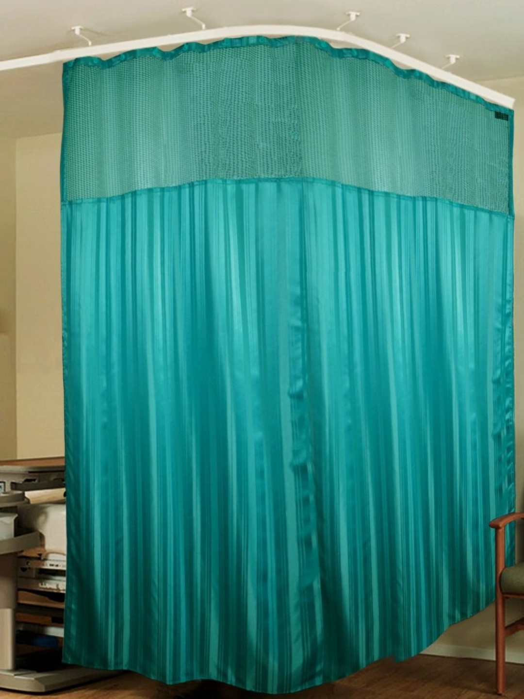 

Lushomes Green Sheer Rustfree Window Hospital Curtains