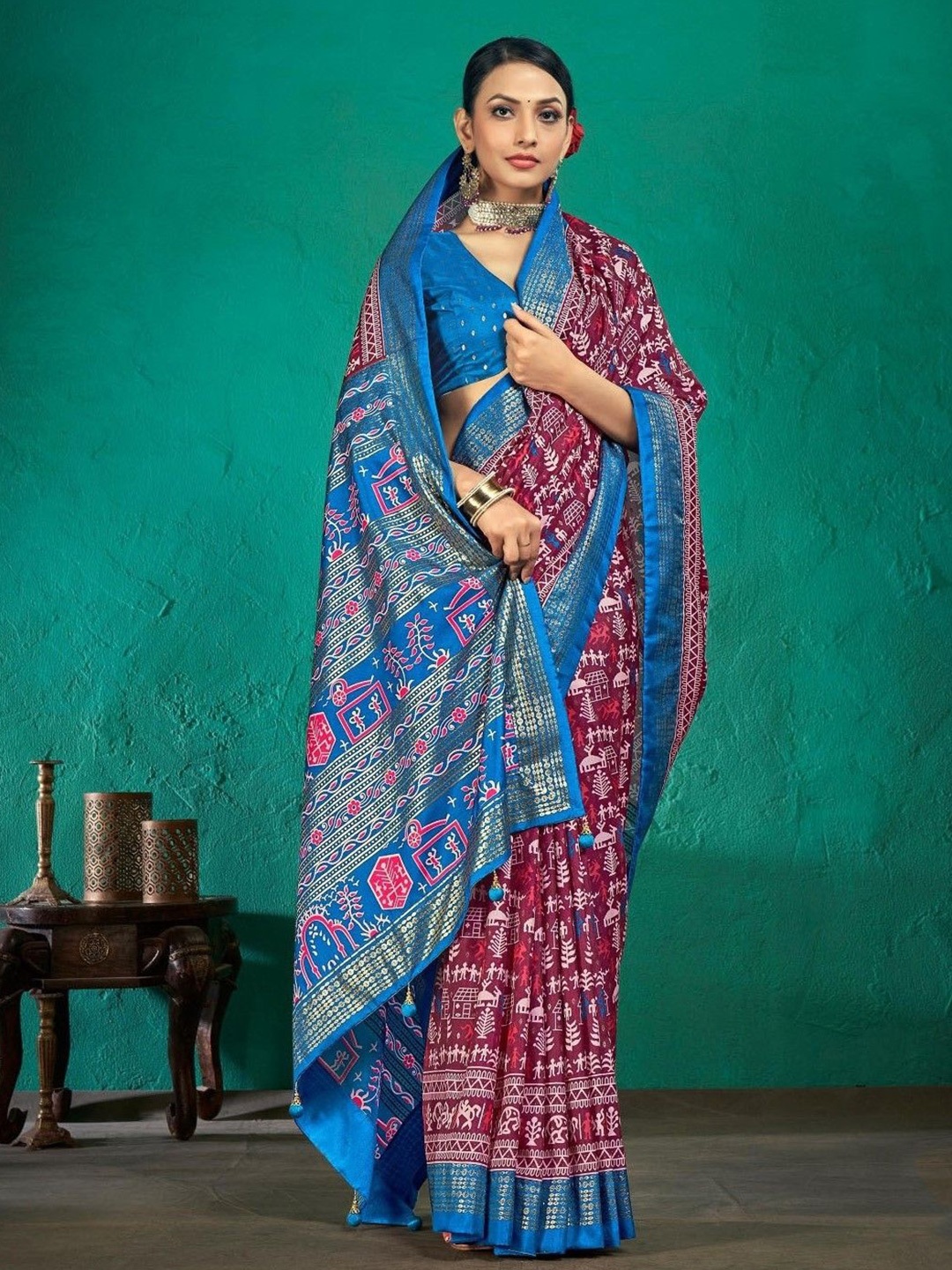 

DIVASTRI Silk Blend Designer Saree, Purple