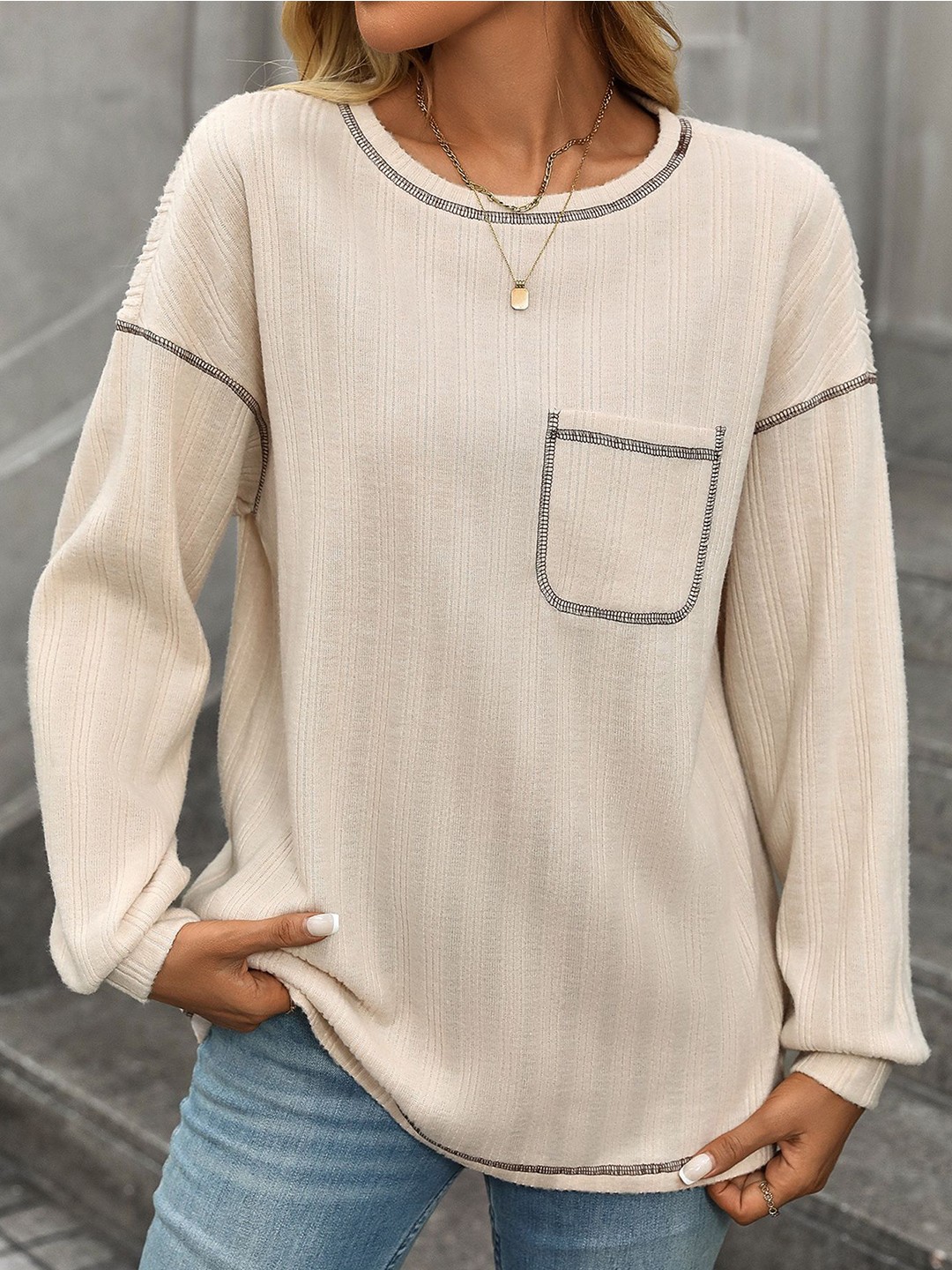 

StyleCast x Revolte Women Pullover Sweatshirt, Beige