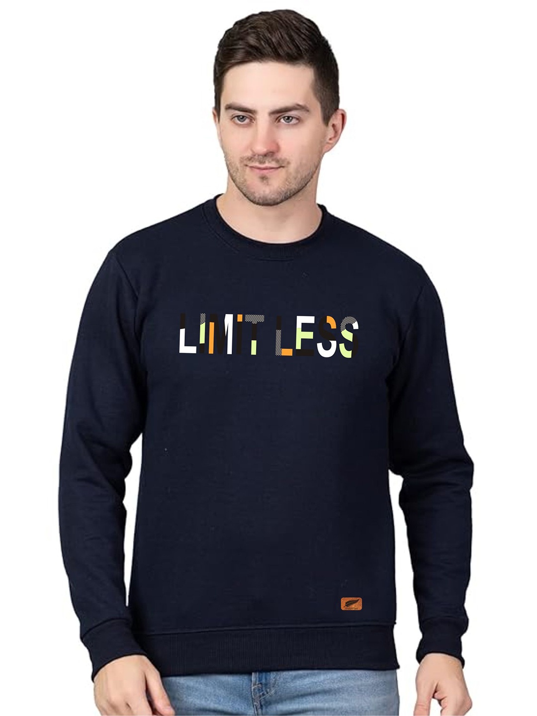 

Polo Plus Men Typography Print Pullover Sweatshirt, Navy blue