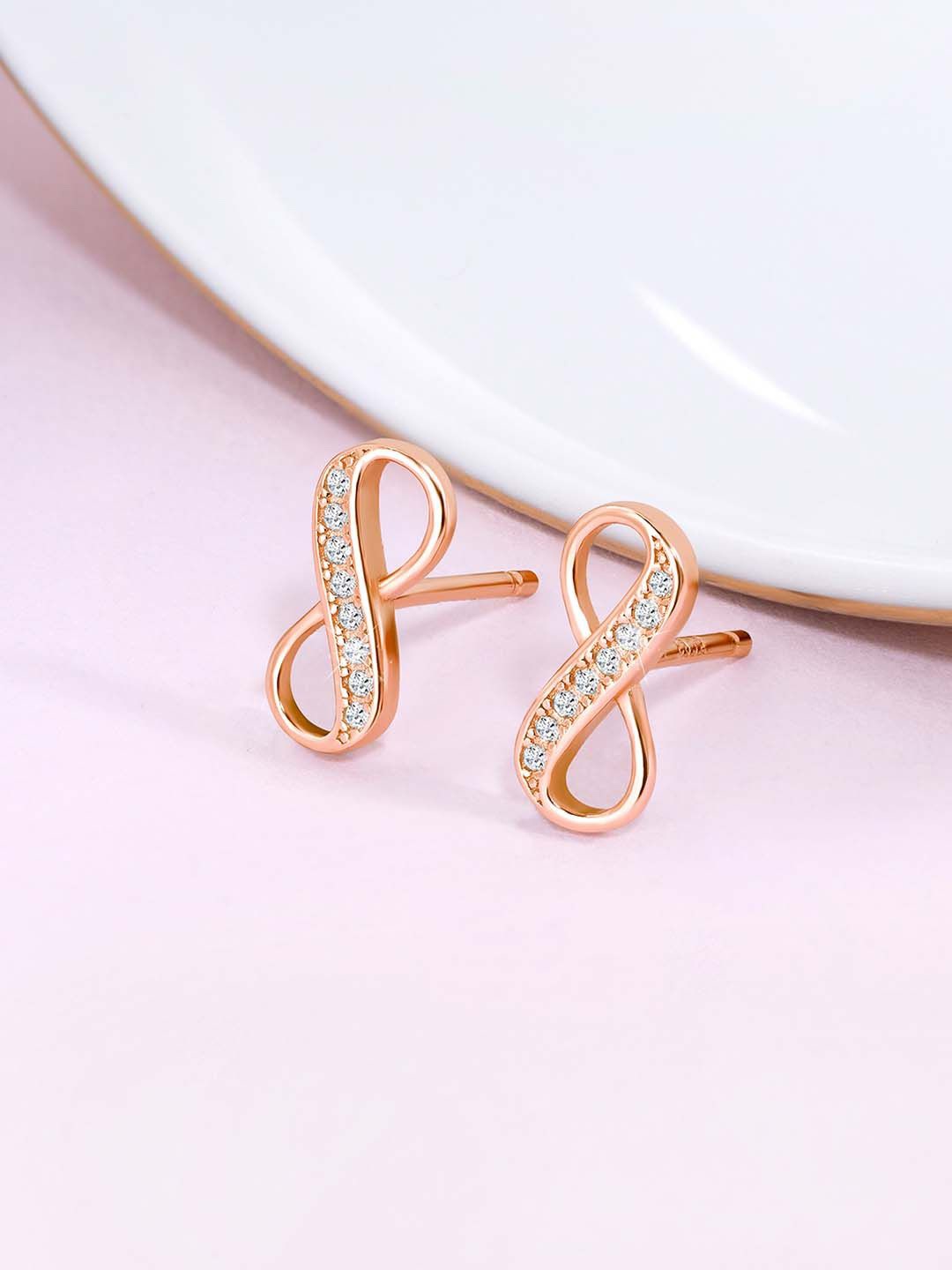 

Silvora by Peora 925 Sterling Silver Rose Gold Plated Cubic Zirconia Studs