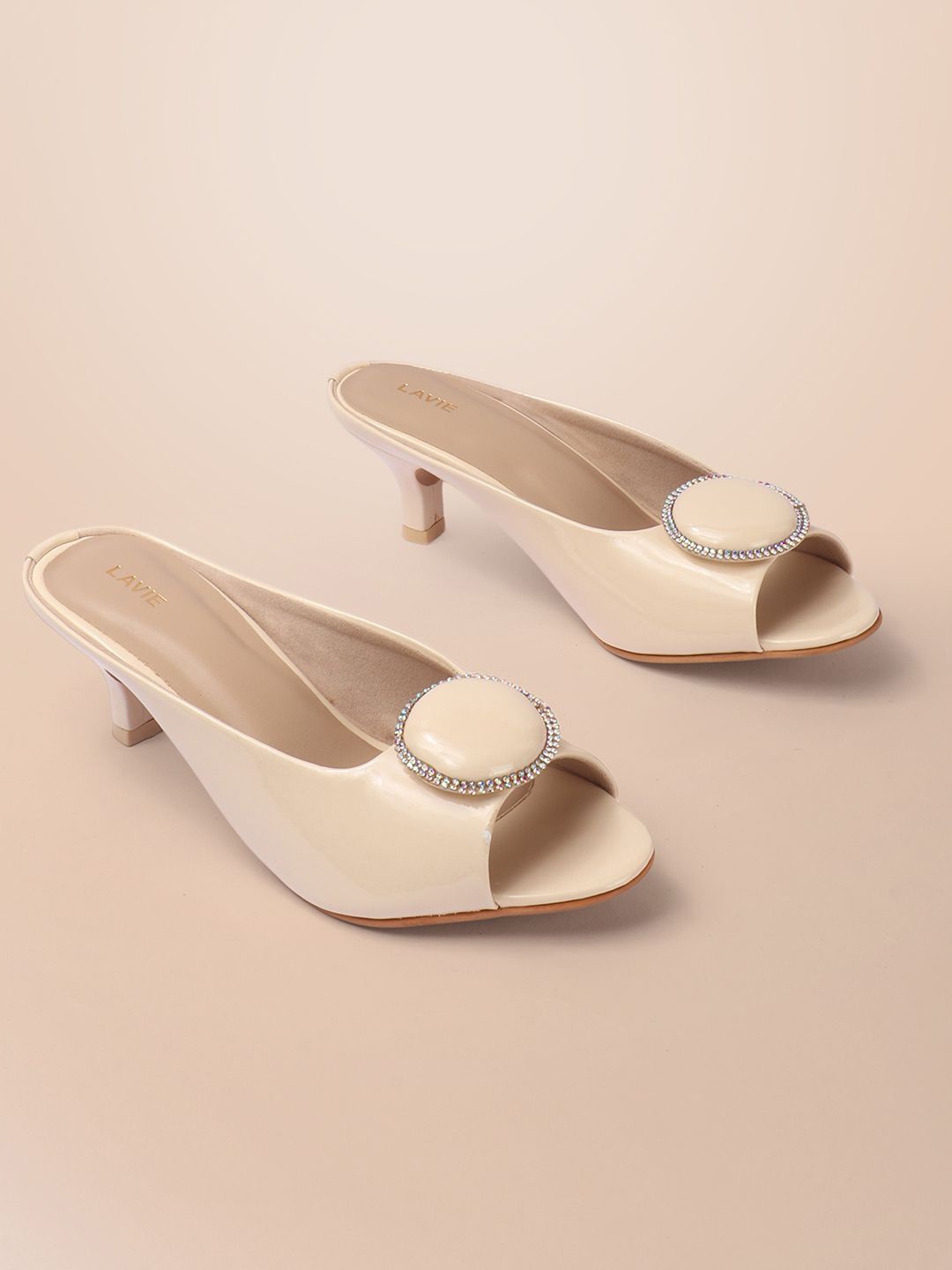 

Lavie Kitten Peep Toes with Buckles, Cream