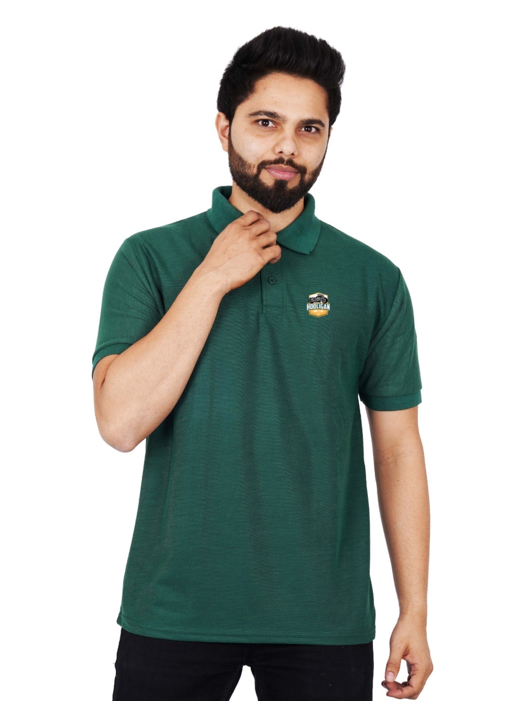 

LA MILANO Men Polo Collar Slim Fit T-shirt, Sea green