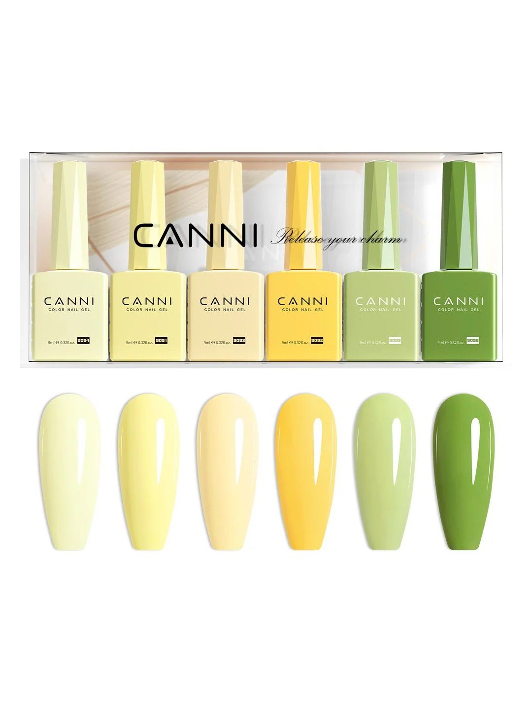 

CANNI Set Of 6 Color Nail Gel Polish-9ml Each-Shade-2332, Green