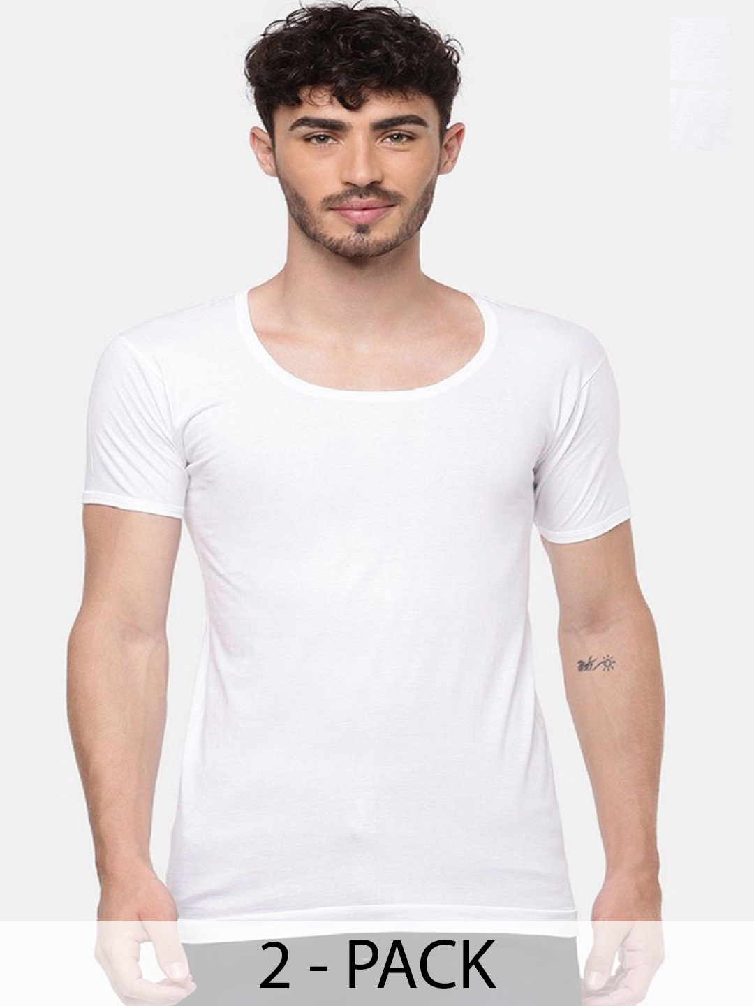 

Ramraj Men Pack Of 2 Cotton Basic Vests, White