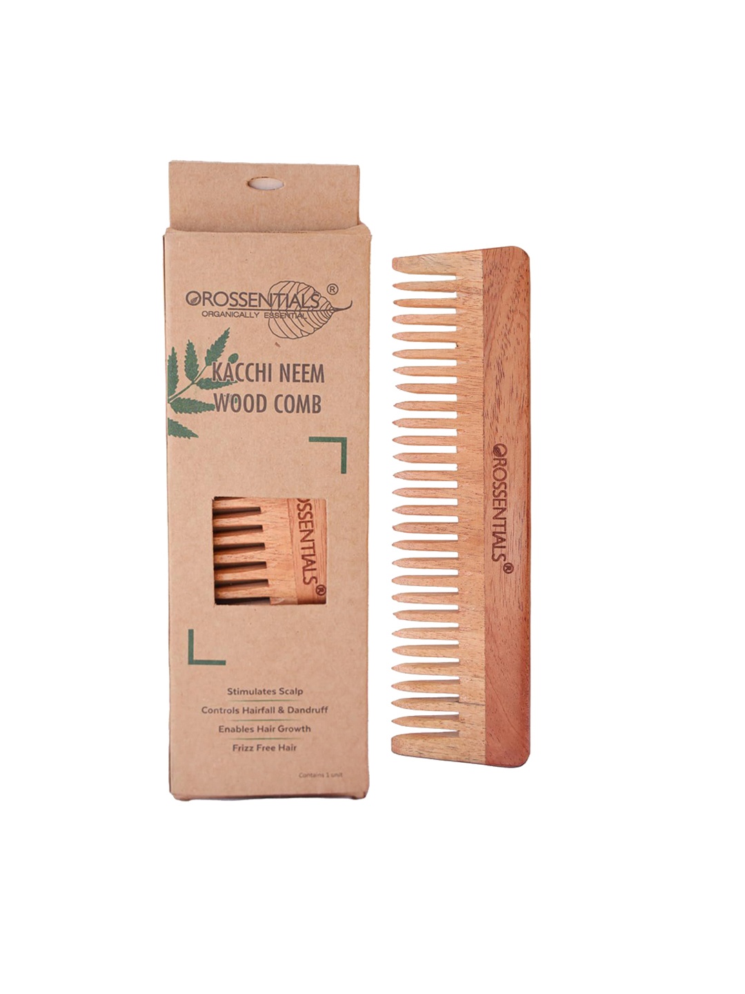 

OROSSENTIALS Set Of 3 Neem Wooden Comb - Brown