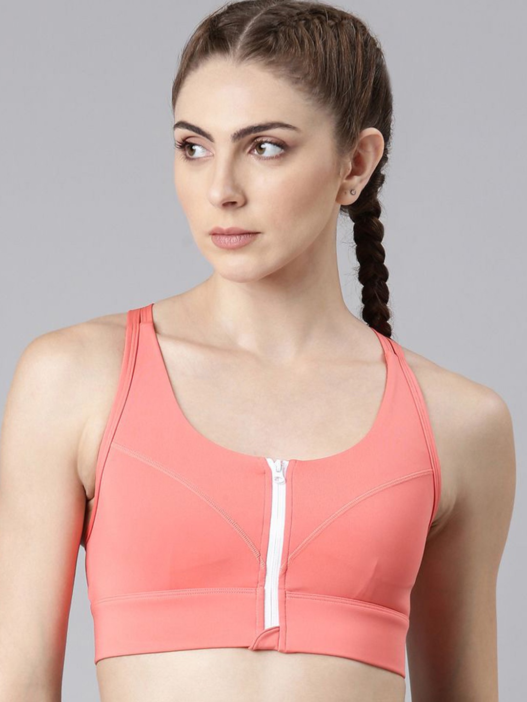 

Xtep Women Full Coverage Lightly Padded Workout Bra, Pink
