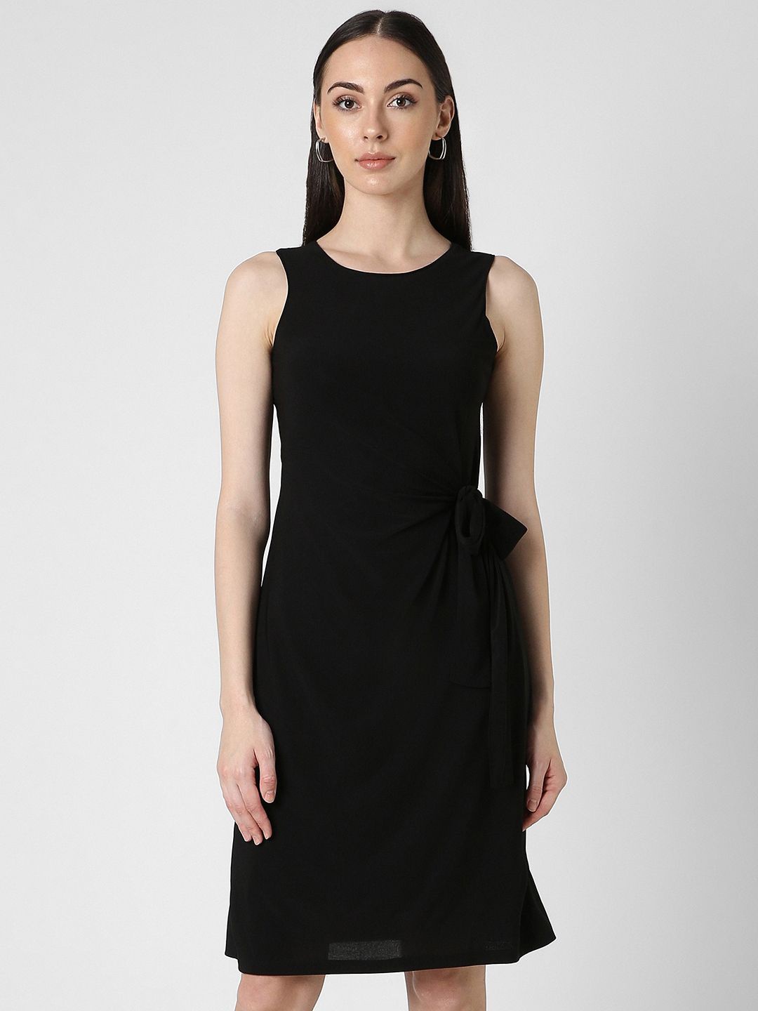 

Van Heusen Woman Boat Neck Solid Sheath Dress, Black