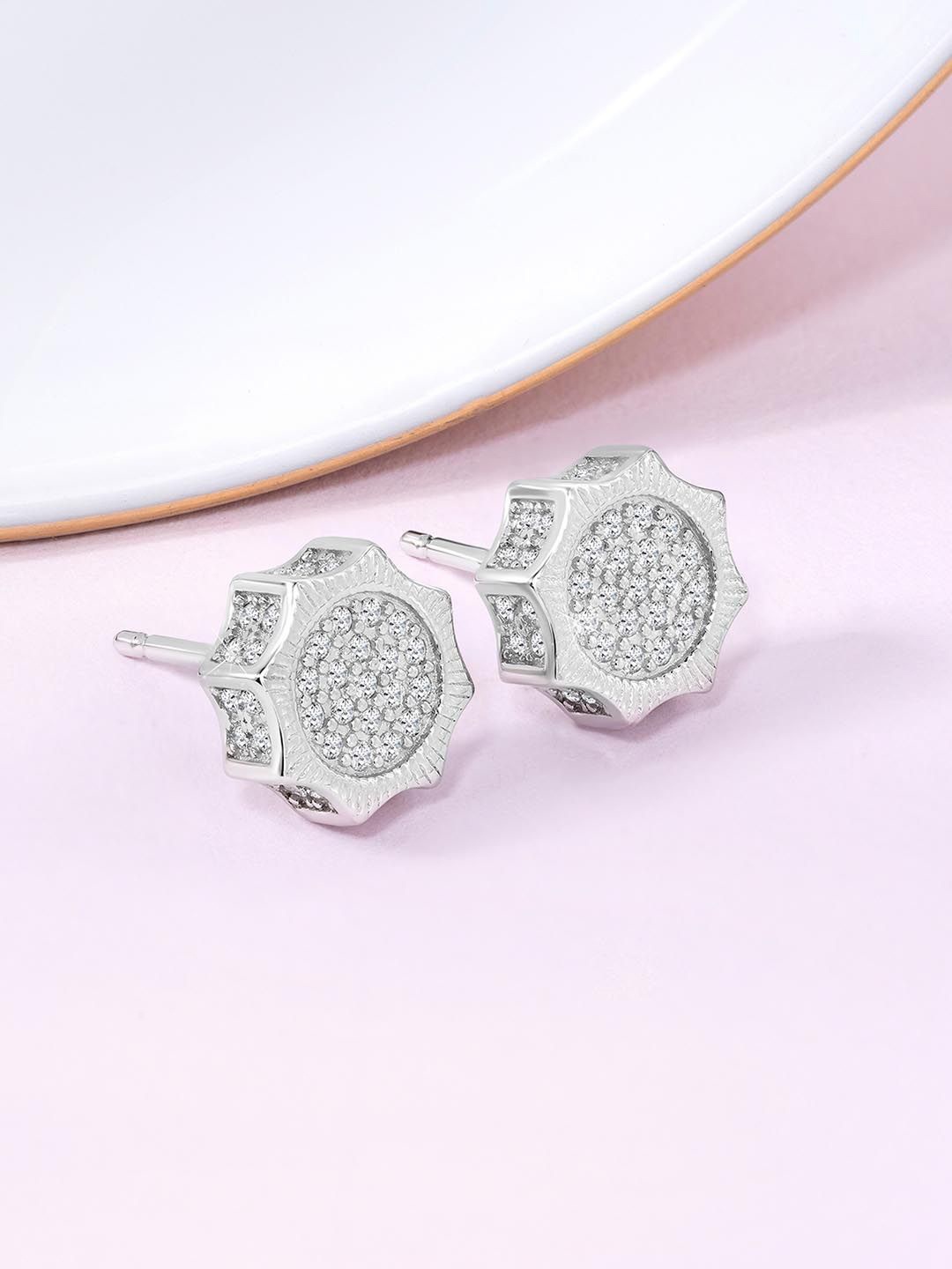 

Silvora by Peora 925 Sterling Silver Rhodium Plated Cubic Zirconia Studs
