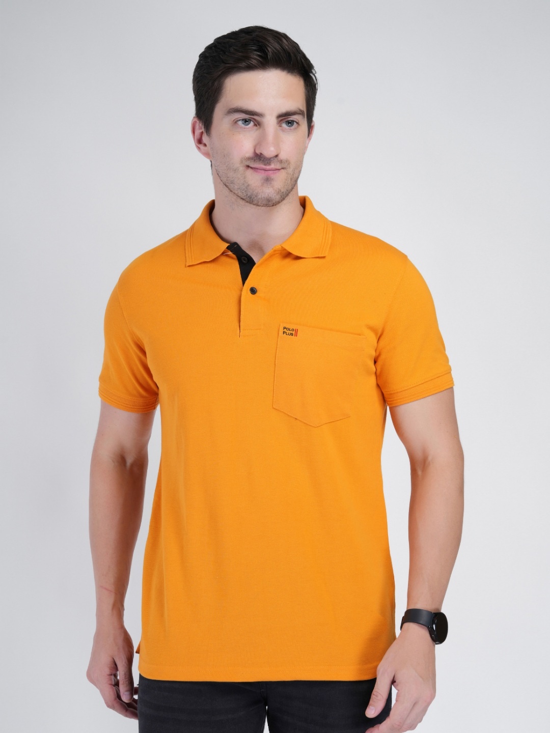 

Polo Plus Men Bio Finish Solid Polo Collar Cotton T-shirt, Mustard
