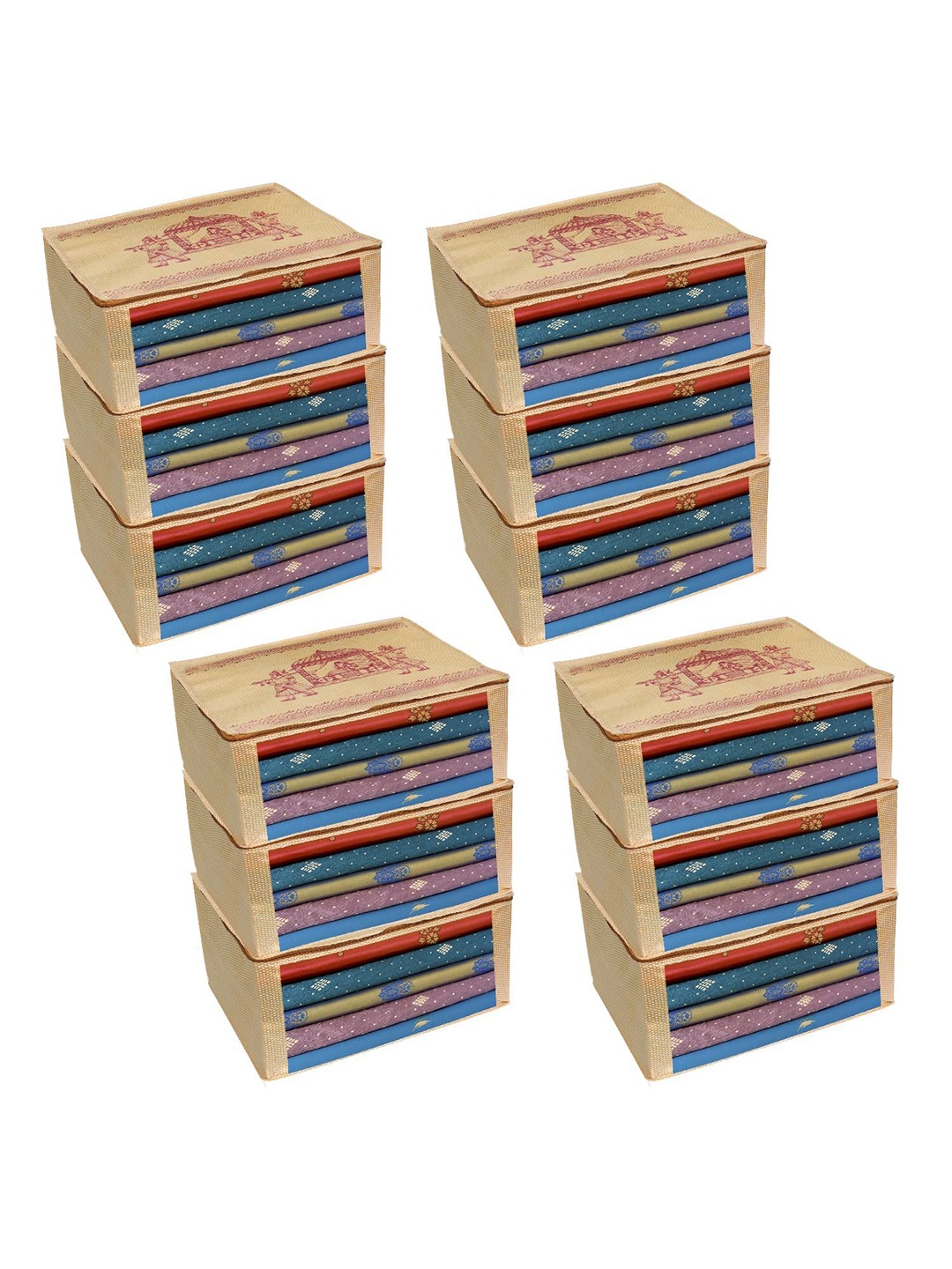 

prettykrafts Beige 12 Pieces Foldable Multi-Utility Organisers