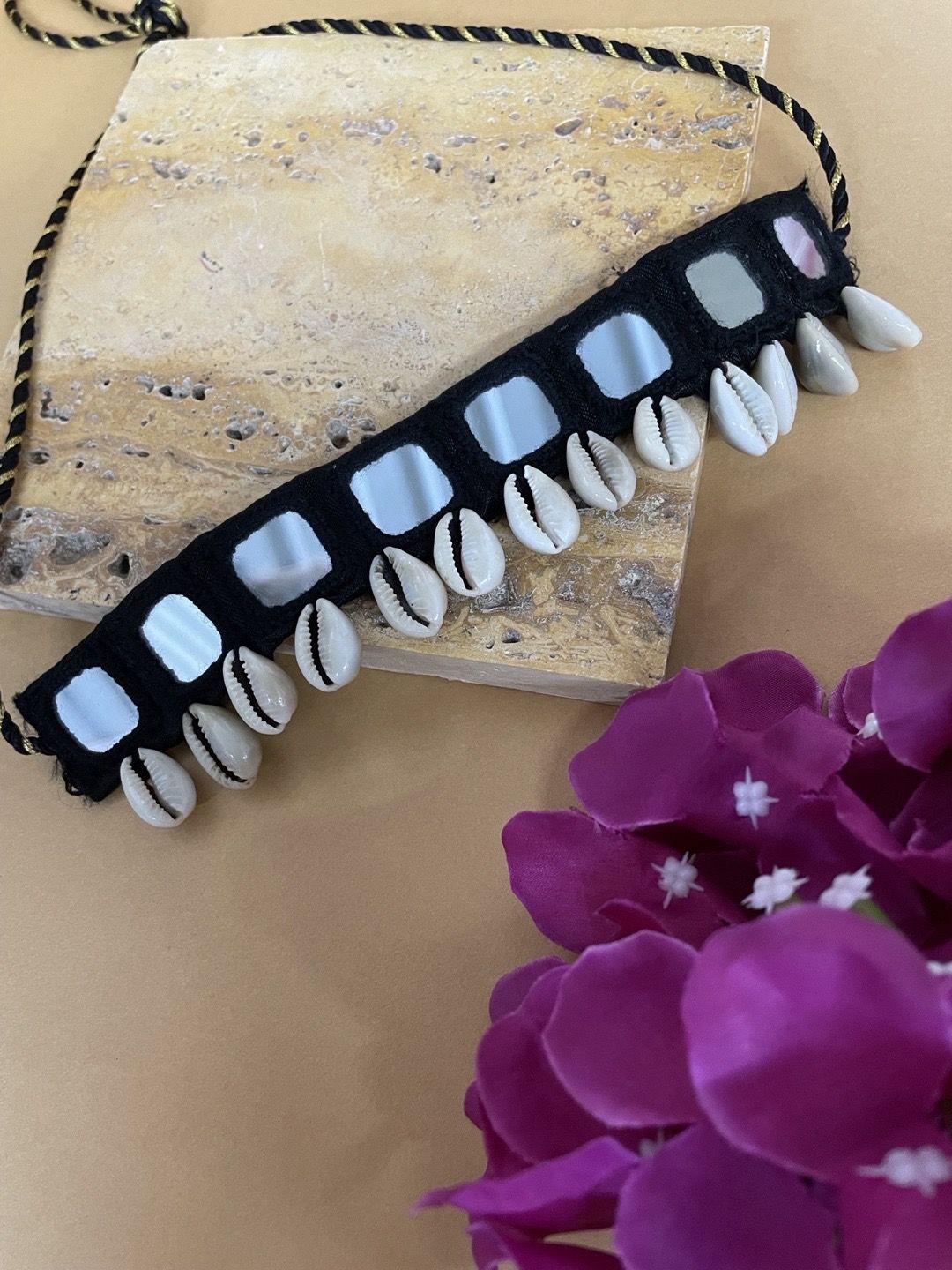 

Digital Dress Room Beaded Choker Banjara Necklace, Black