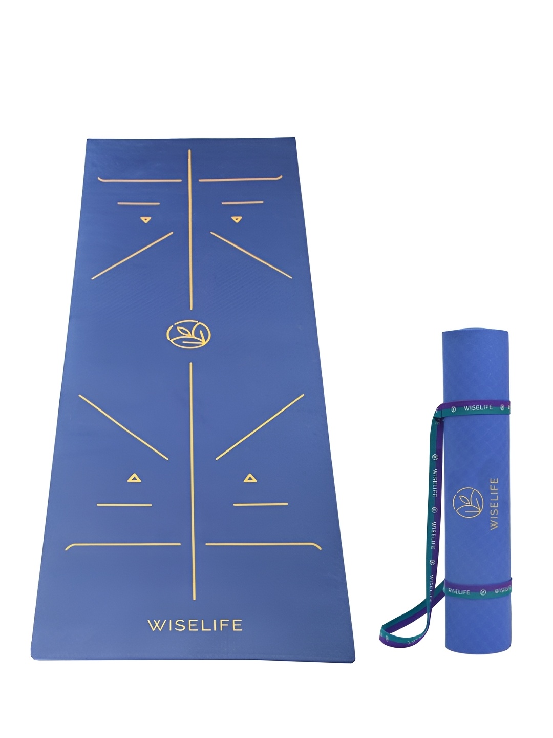 

WiseLife Blue Digital Printed Rectangular Anti-Skid Yoga Mat With Strap