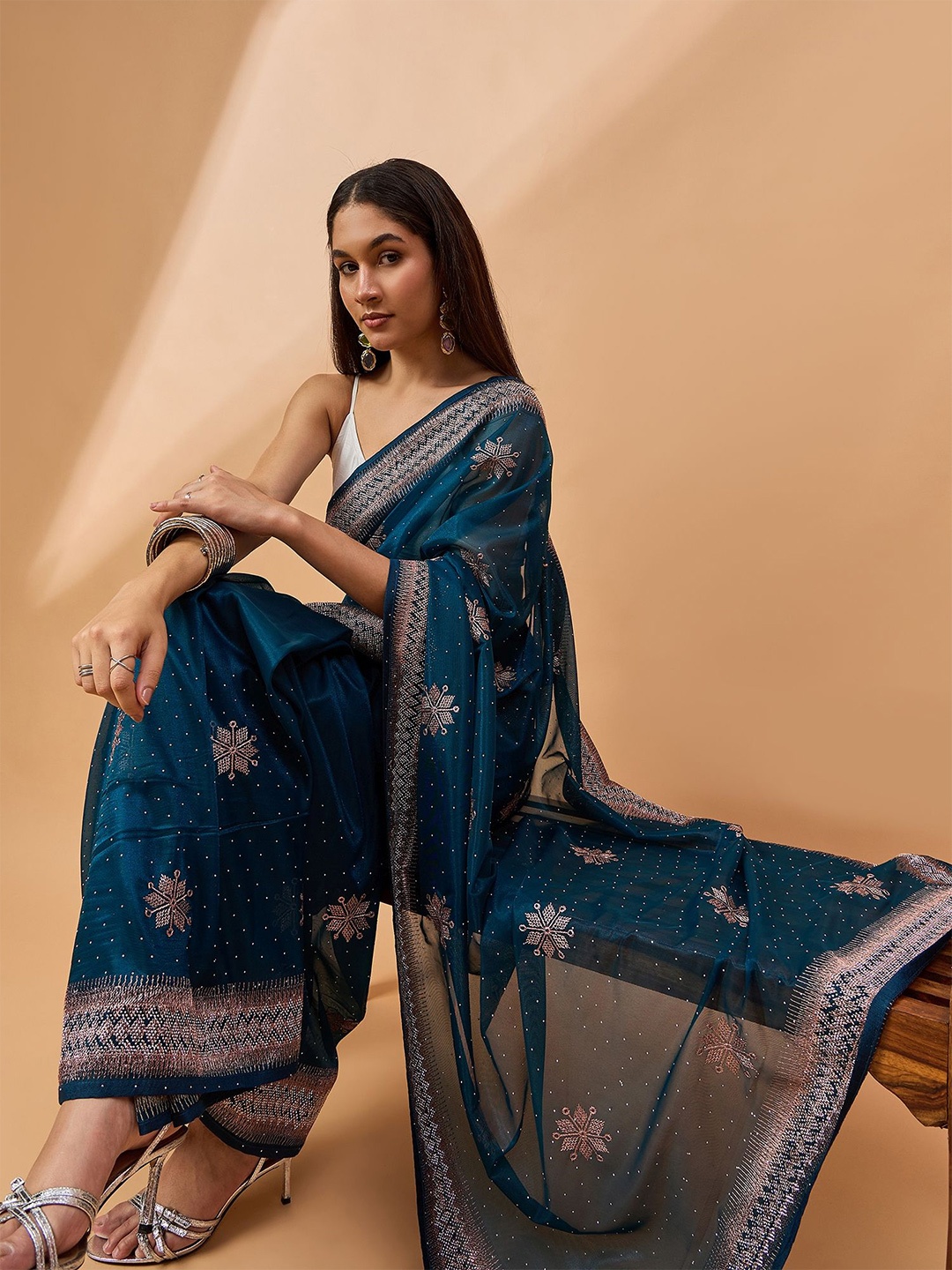 

all about you Embellished Zari Saree, Blue