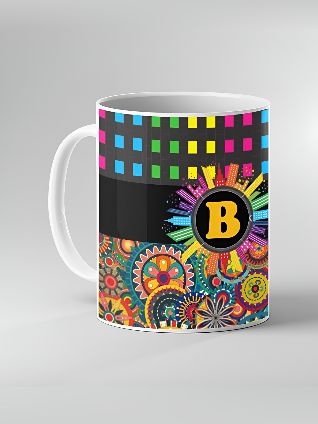 

Keviv White & Black Abstract Printed Ceramic Glossy Mug 325 ml