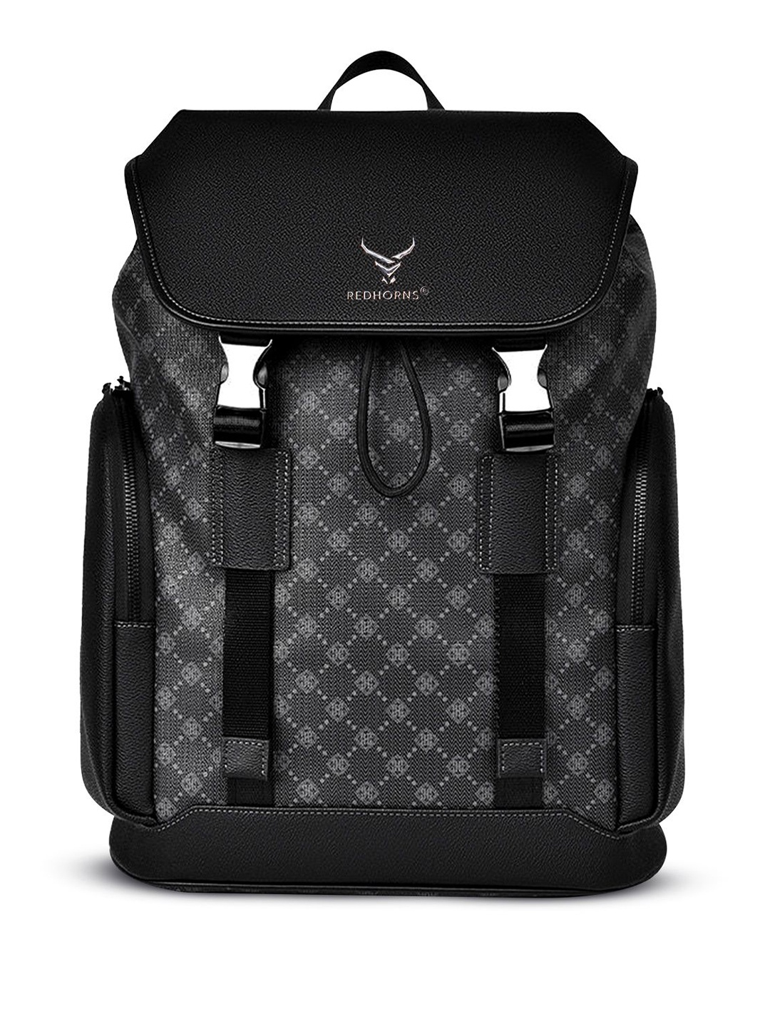 

REDHORNS Unisex Graphic Backpack with Anti-Theft, Black