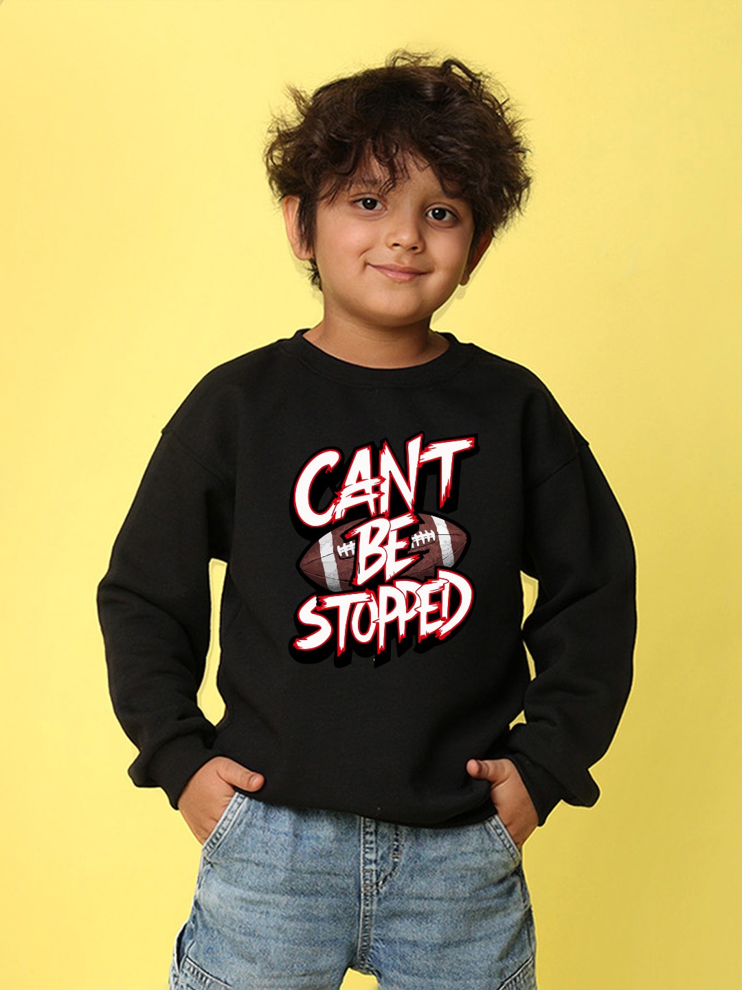 

NUSYL Boys Printed Oversized Sweatshirt, Black
