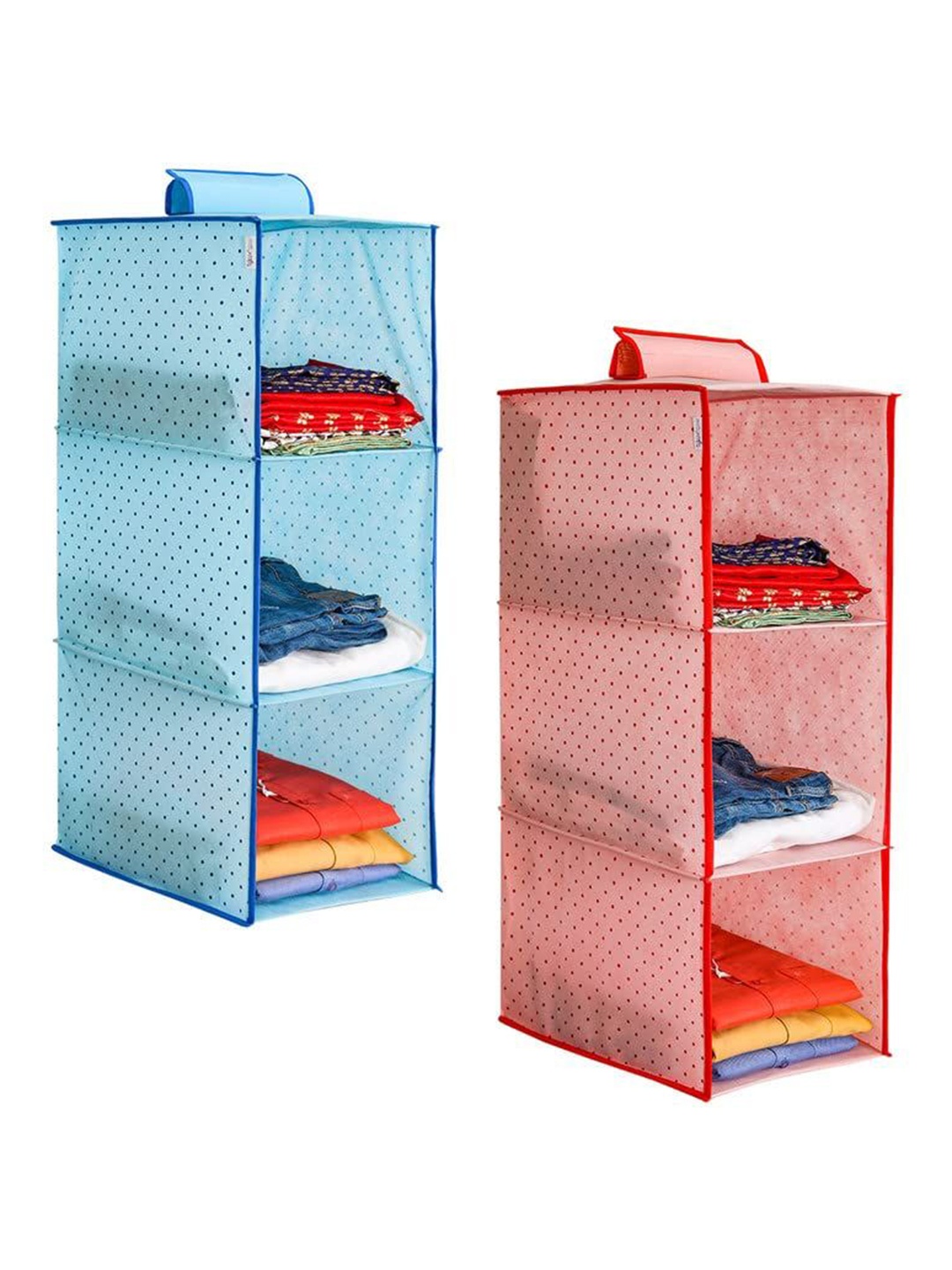 

prettykrafts Pink 2 Pieces 3-Shelf Hanger Closet Organisers