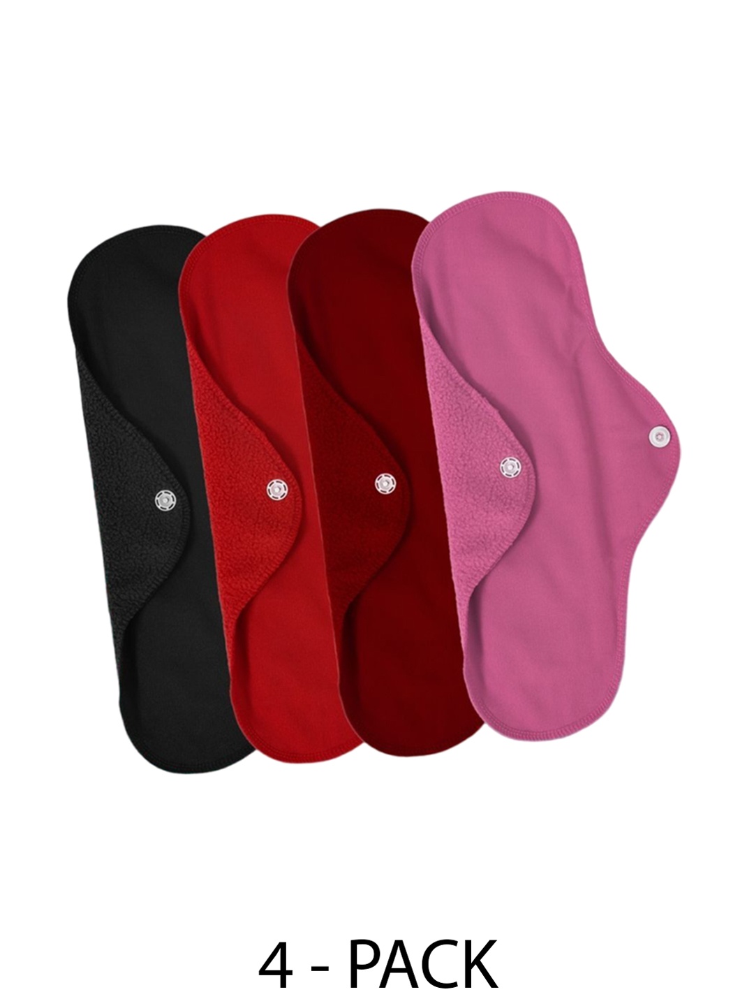 

CareDone Set Of 4 Washable & Reusable Leakproof Sanitary Cloth Pads, Black