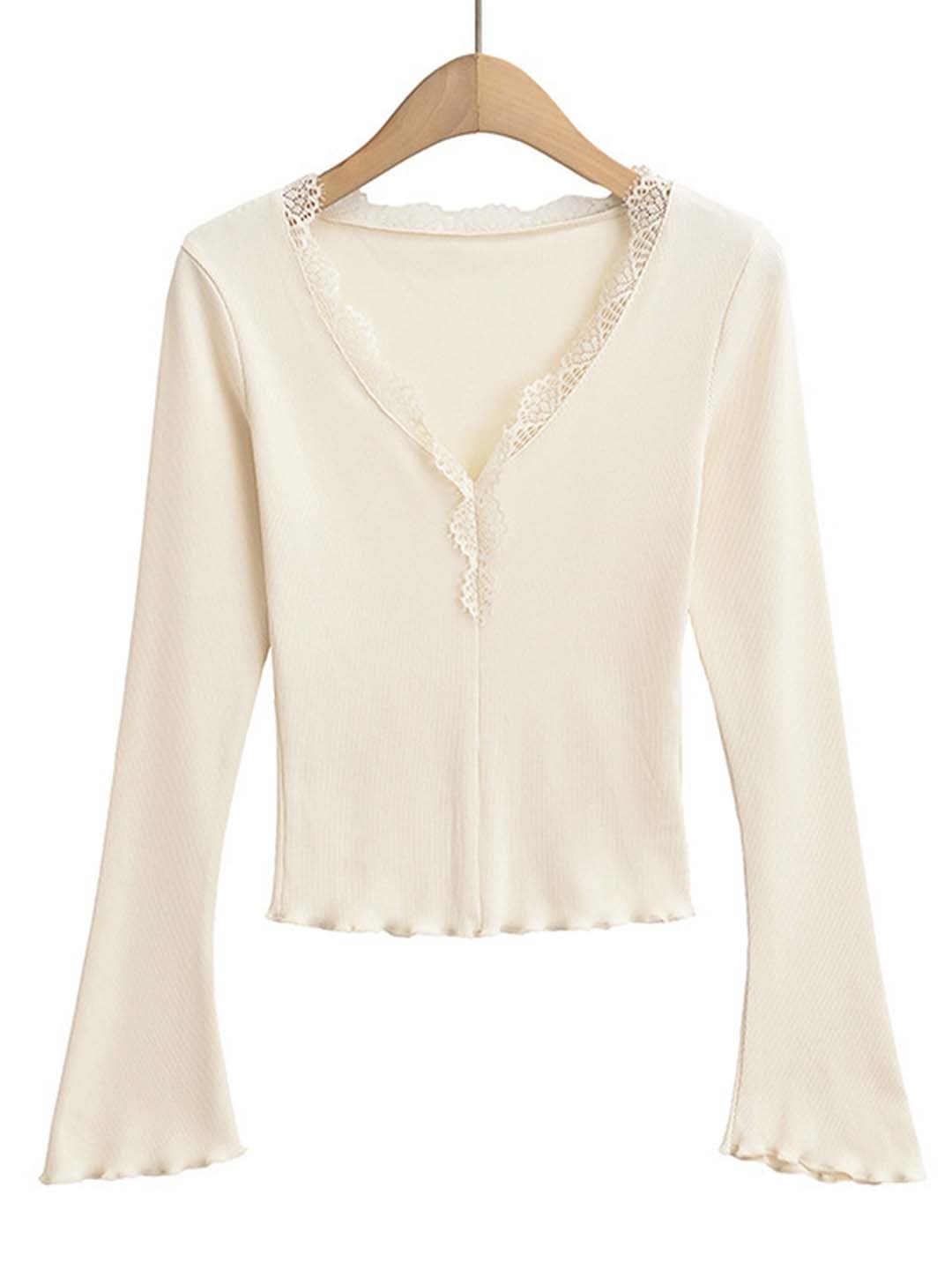 

LULU & SKY Bell Sleeve Cotton Top, Beige