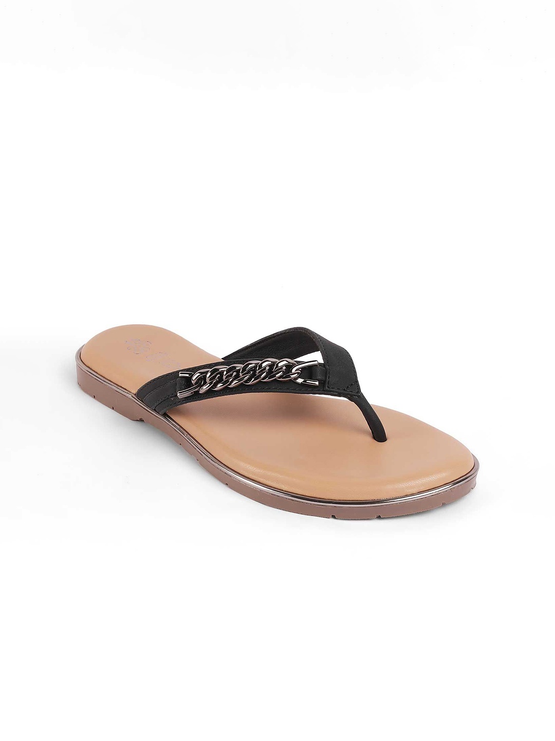 

Tresmode Women Leather Open Toe Flats, Black