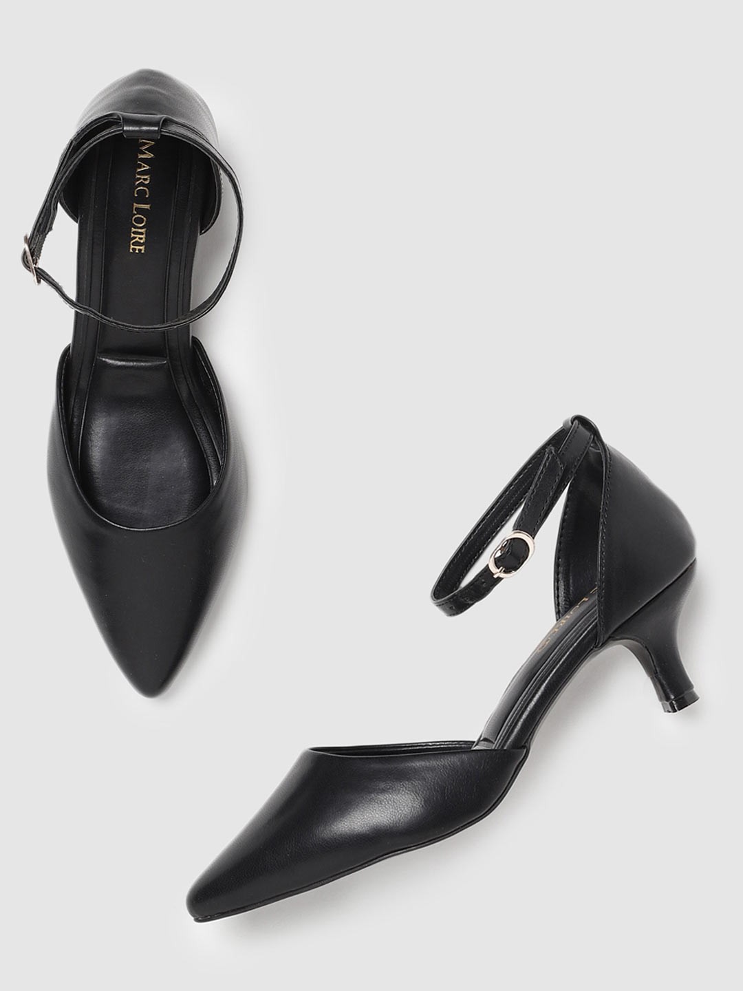

Marc Loire Women Solid PU Work Kitten Pumps, Black