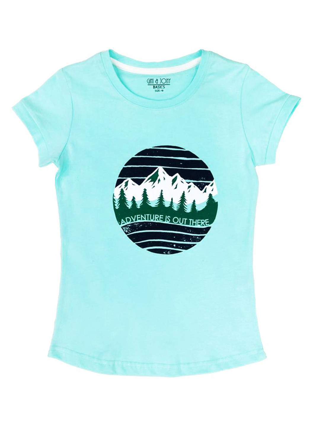 

Gini and Jony Girls Graphic Printed Round Neck Cotton T-Shirt, Blue