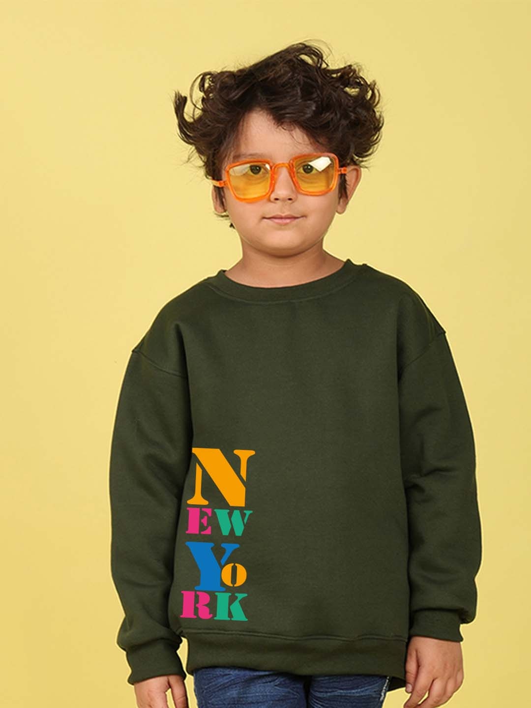 

NUSYL Boys Printed Oversized Sweatshirt, Olive