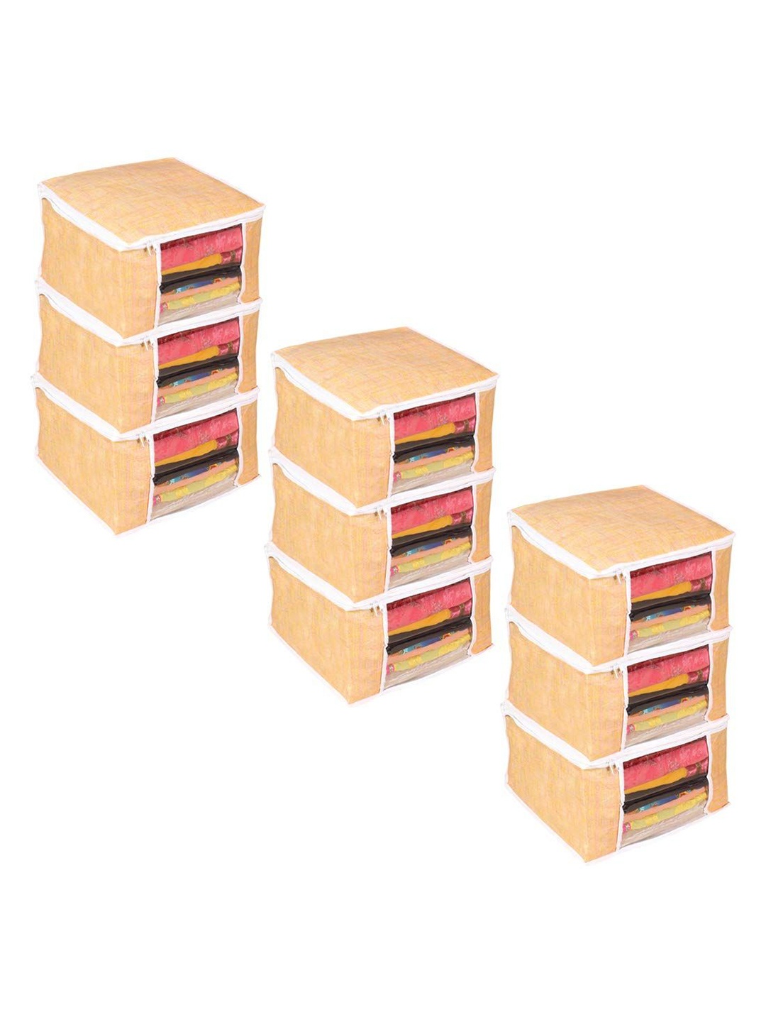 

prettykrafts Orange 9 Pieces Reusable Multi-Utility Organisers