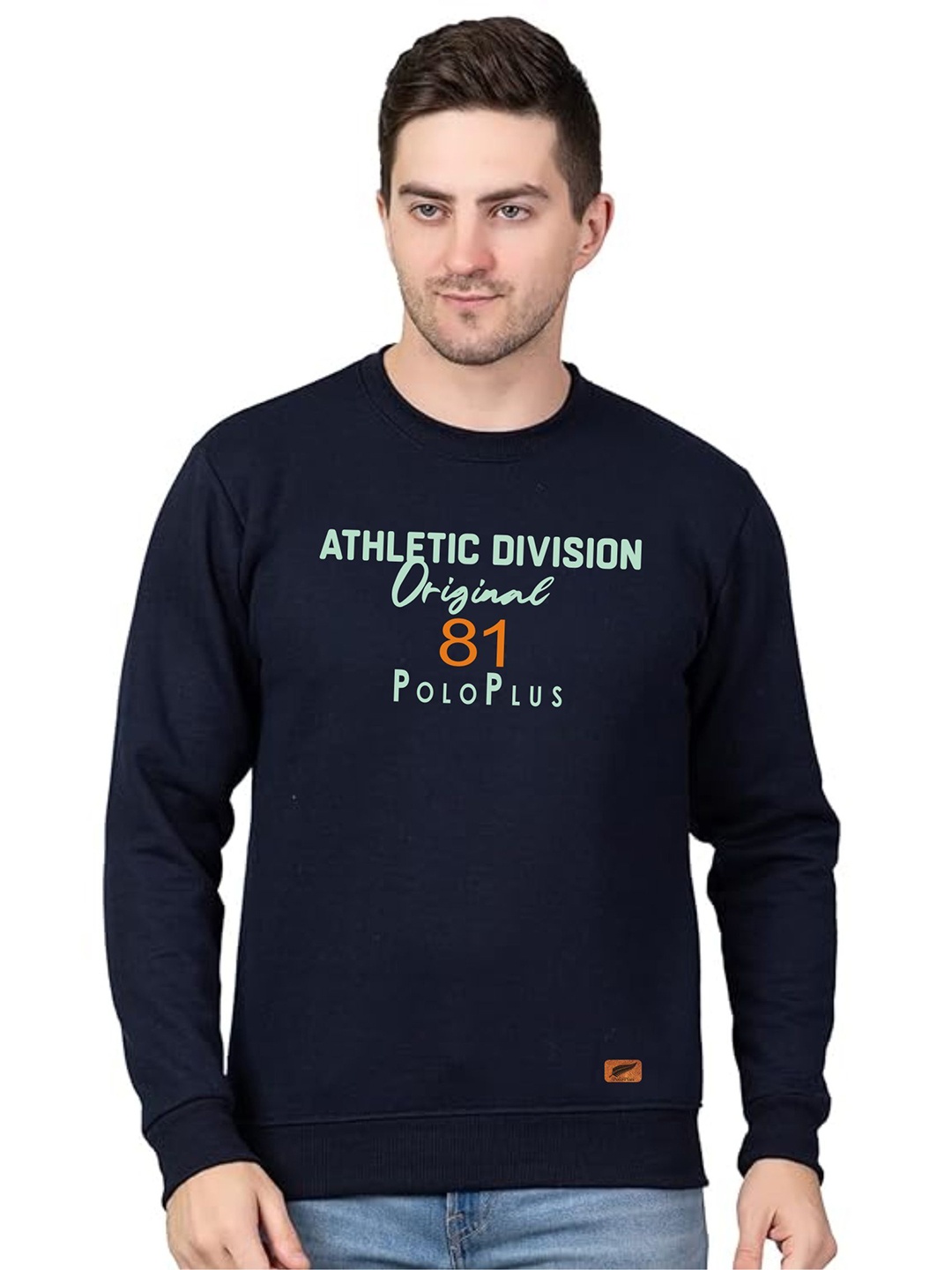 

Polo Plus Men Printed Round Neck Sweatshirt, Navy blue