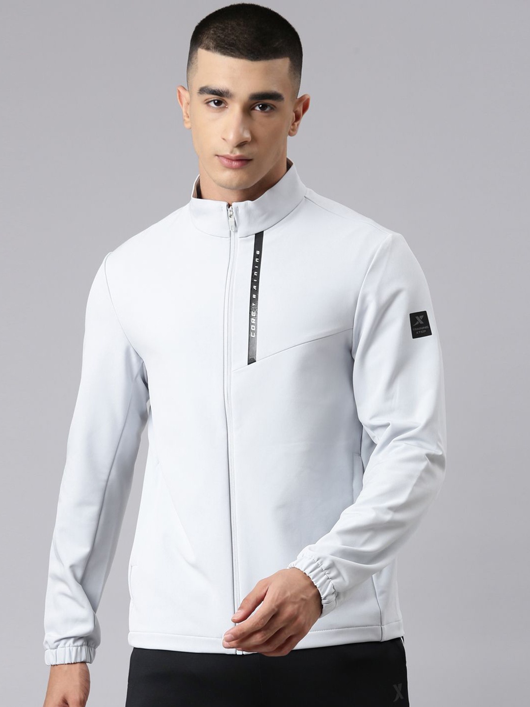 

Xtep Men Mandarin Collar Training or Gym Sporty Jacket, White