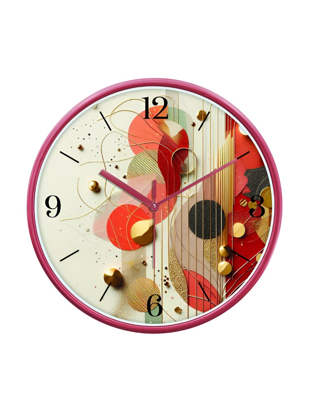 

RANDOM Printed Round Shaped Sweep Silent Movement Contemporary Wall Clock, Pink