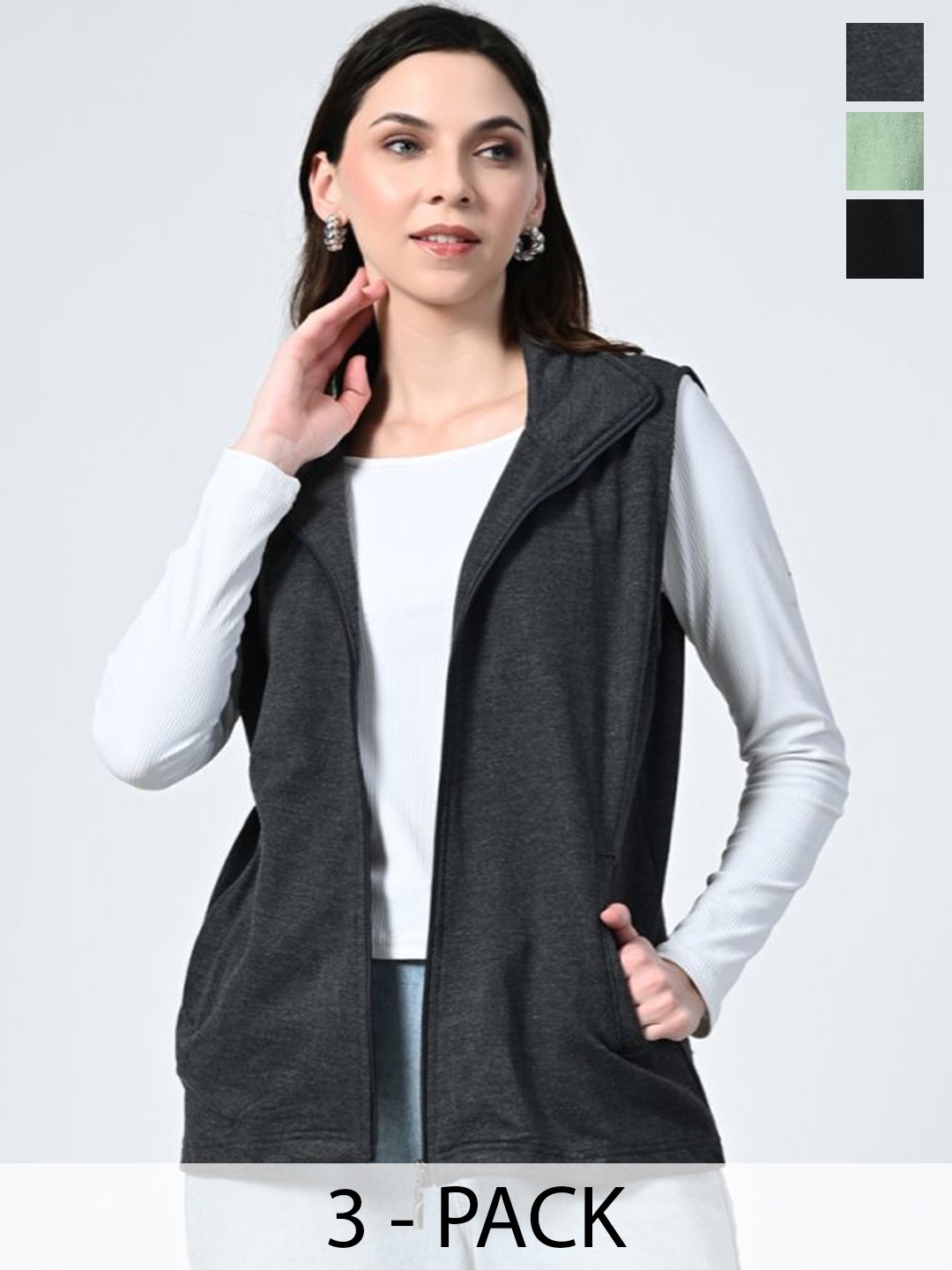 

BAESD Women Pack of 3 Gilet Jackets, Black